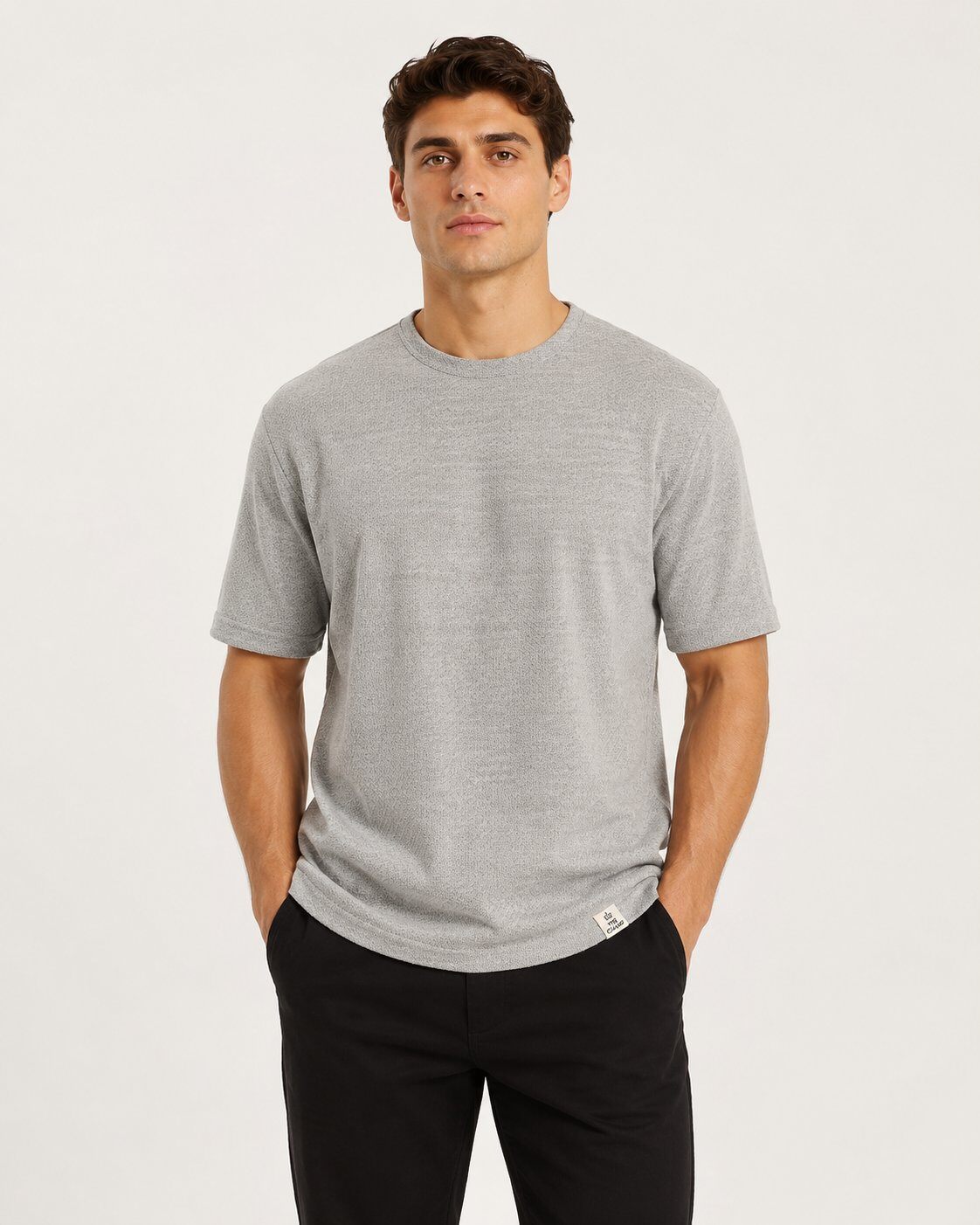 Großhändler Mentex Homme - Beiges Texturiertes T-Shirt