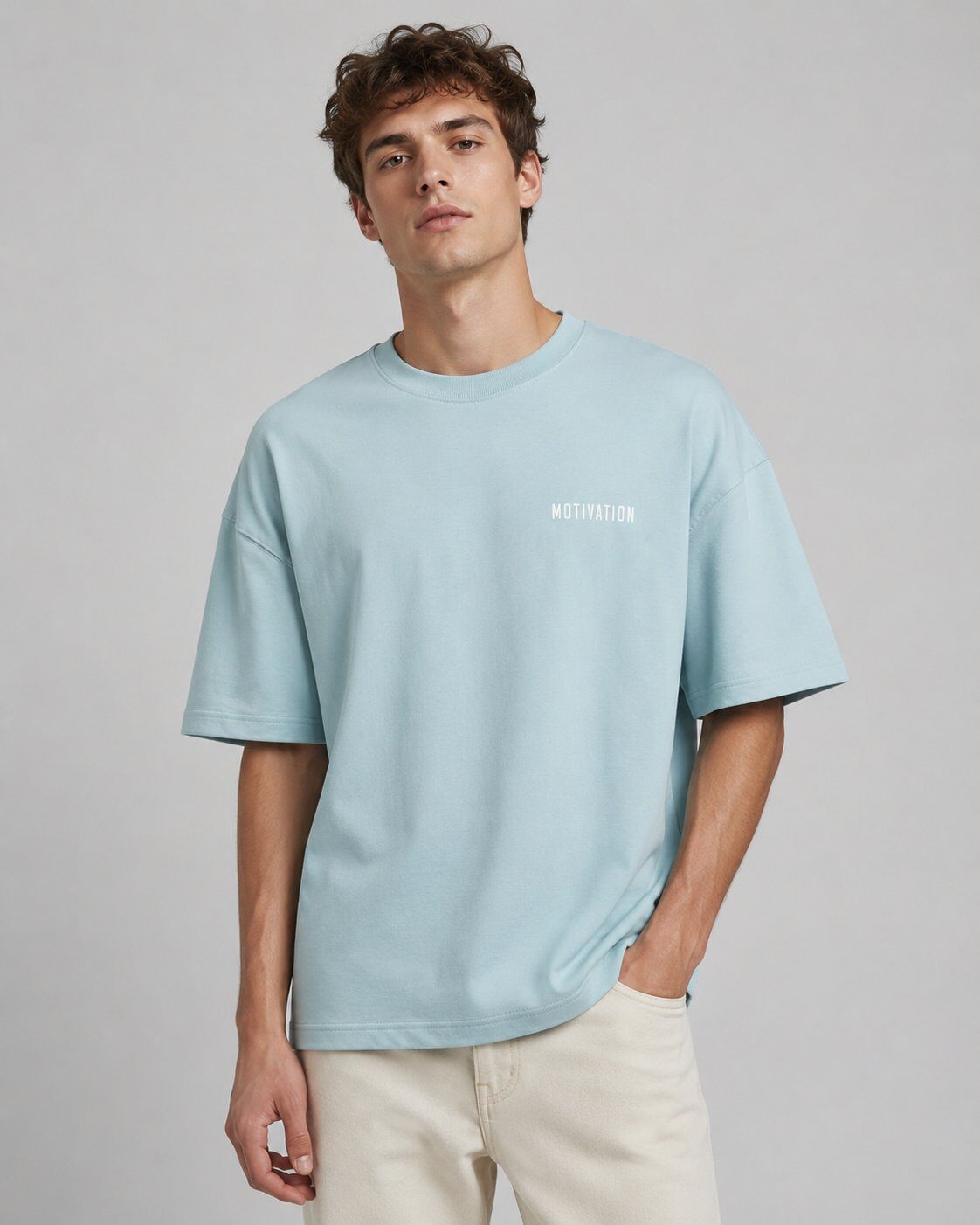 Großhändler Mentex Homme - Motivierendes Oversize Blaues T-Shirt