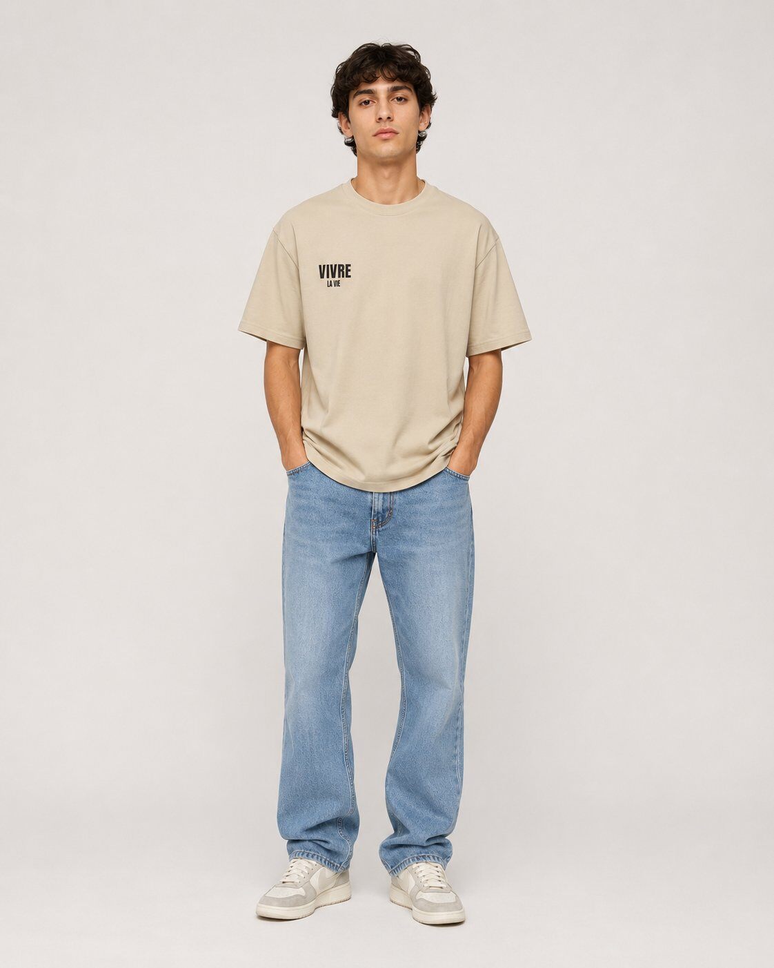 Wholesaler Mentex Homme - Beige Graphic Back T-shirt
