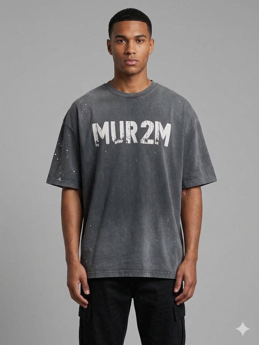 Grossista Mentex Homme - T-shirt Nera Lavata MUR 2M
