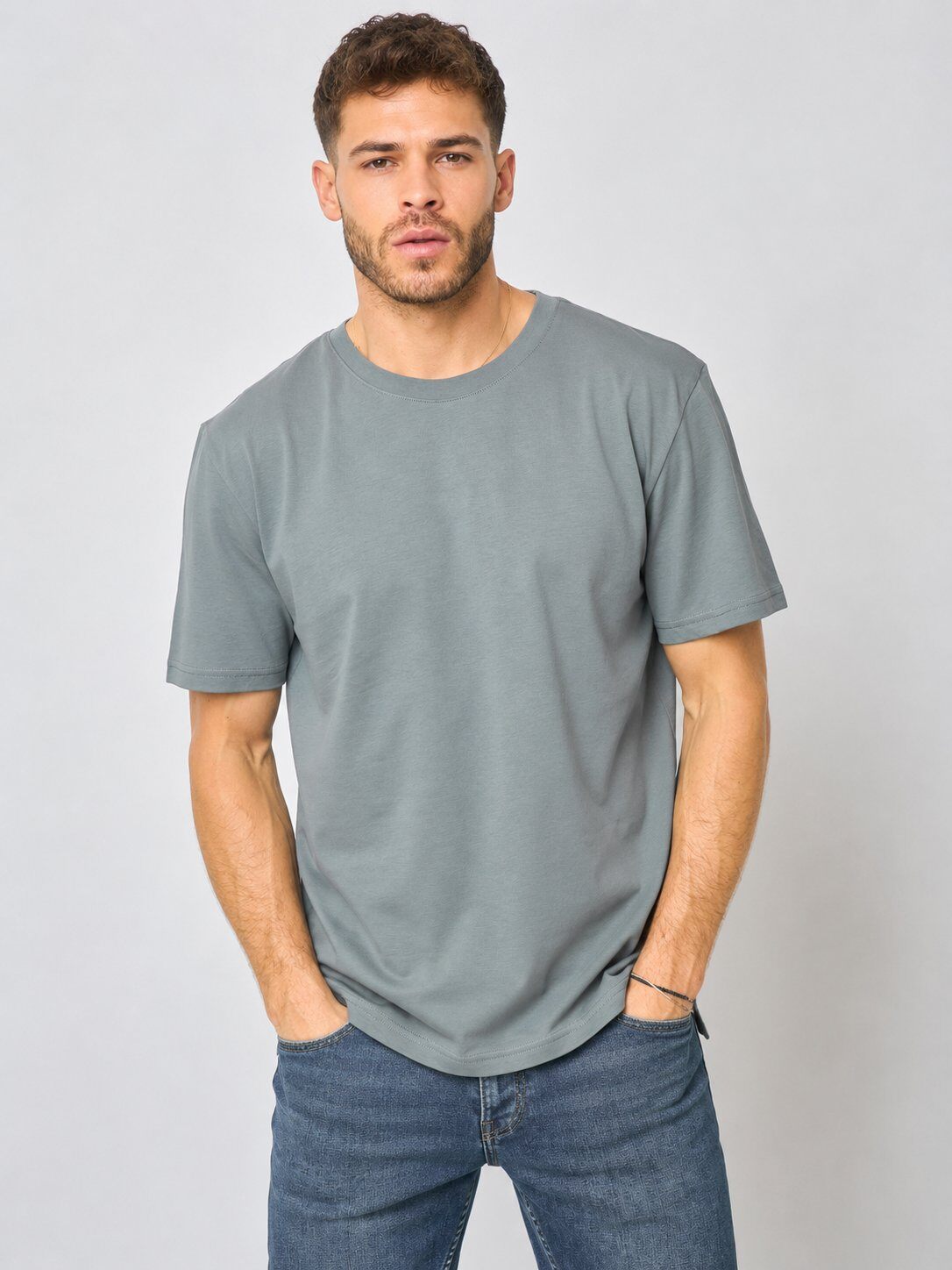 Grossista Mentex Homme - T-shirt Minimalista Grigio Scuro