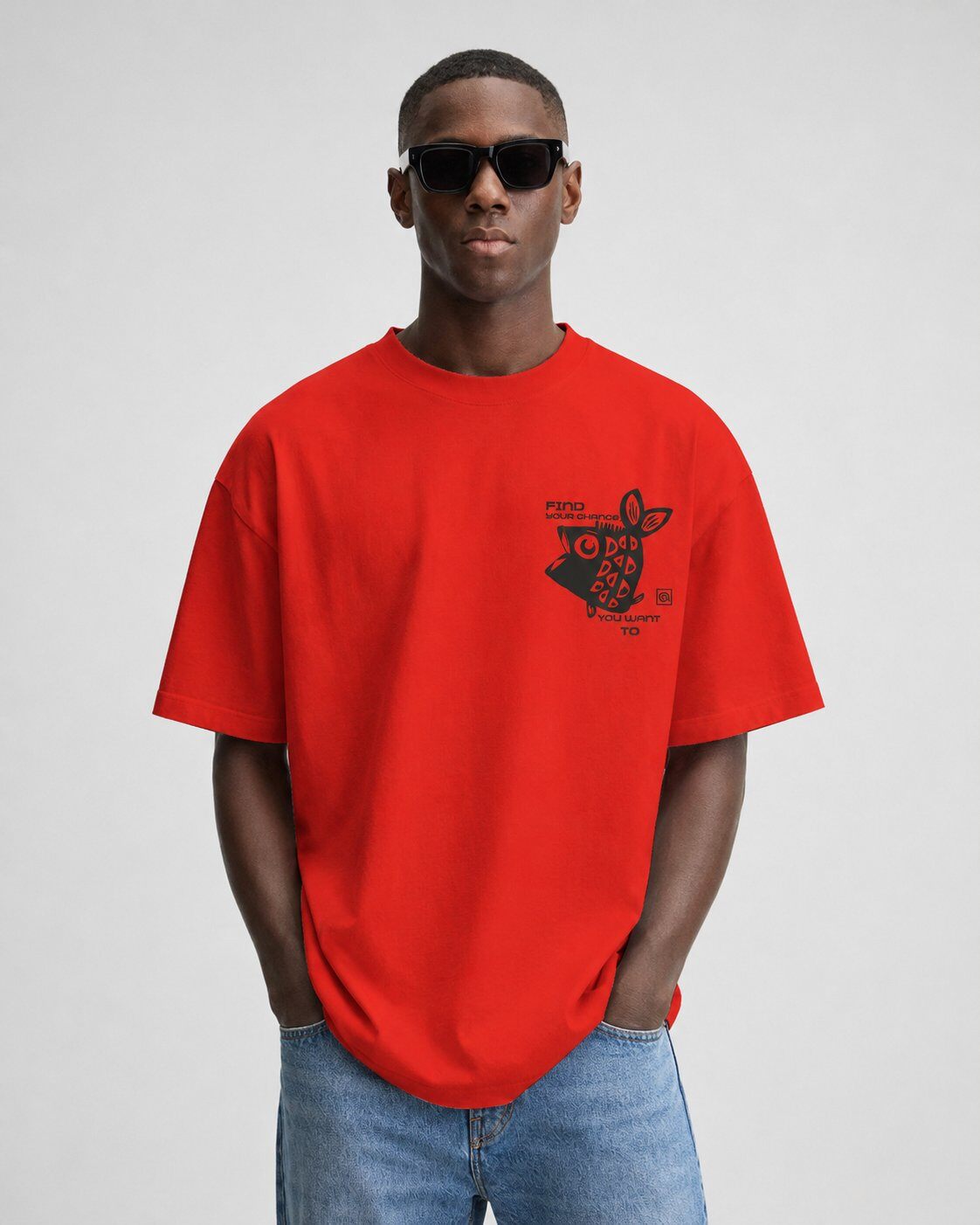 Wholesaler Mentex Homme - Red Modern Graphic T-shirt