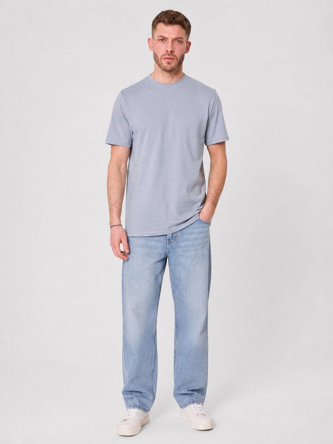 Grossista Mentex Homme - T-shirt Essenziale Grigio Chiaro