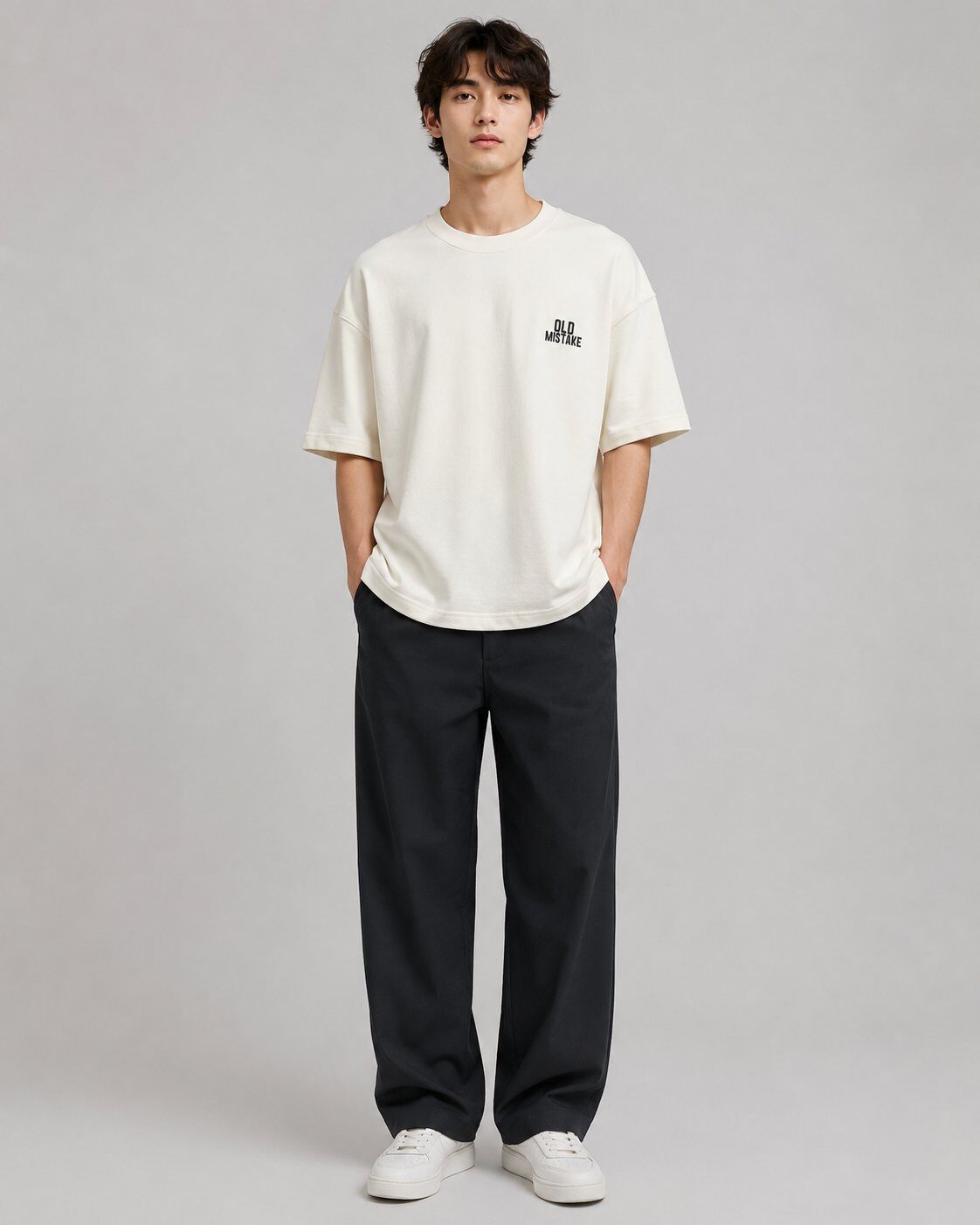 Großhändler Mentex Homme - Weißes Oversize-T-Shirt mit Rückentext