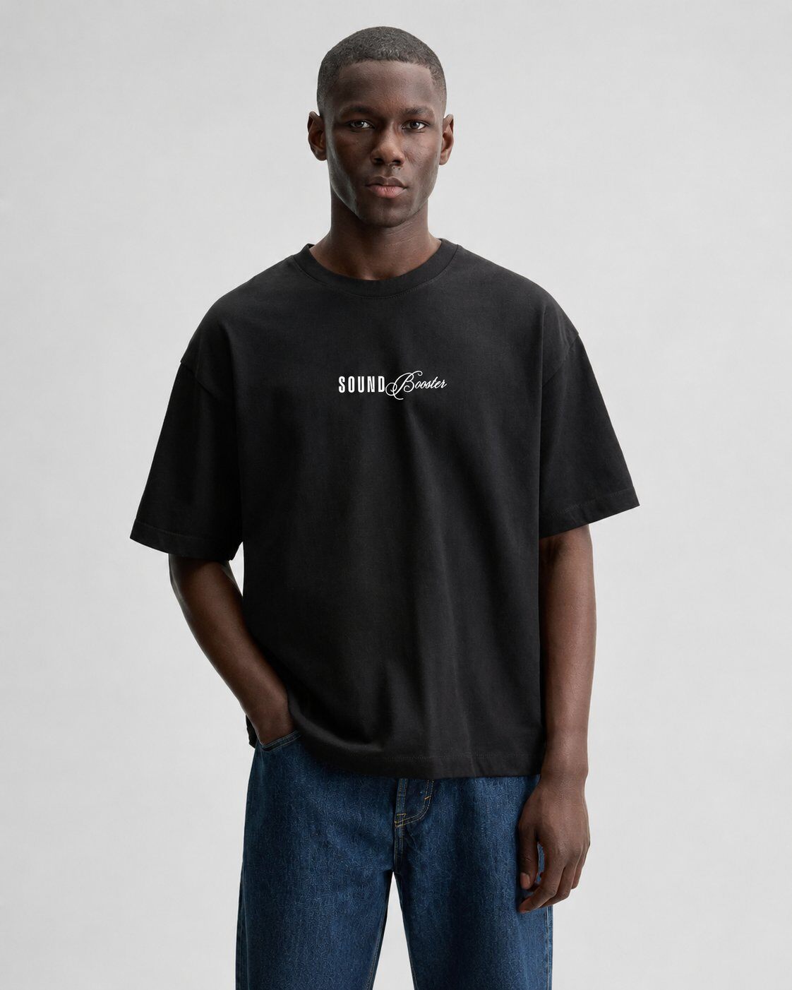 Großhändler Mentex Homme - Schwarzes T-Shirt mit Grafik auf dem Rücken