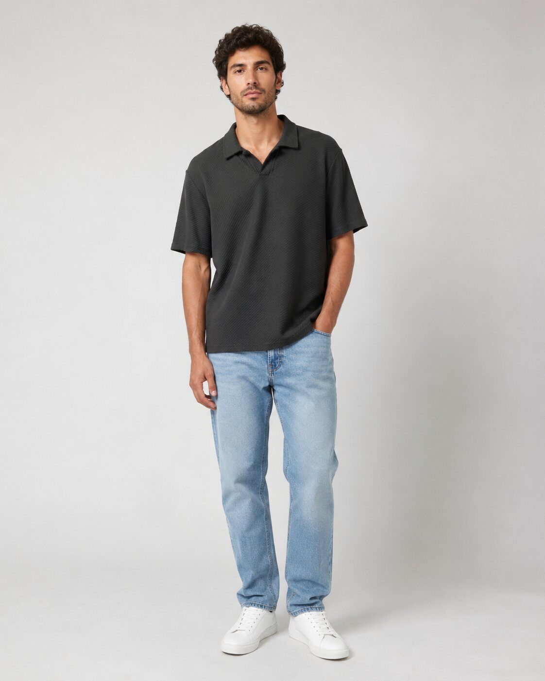 Großhändler Mentex Homme - Strukturiertes Schwarzes Polo
