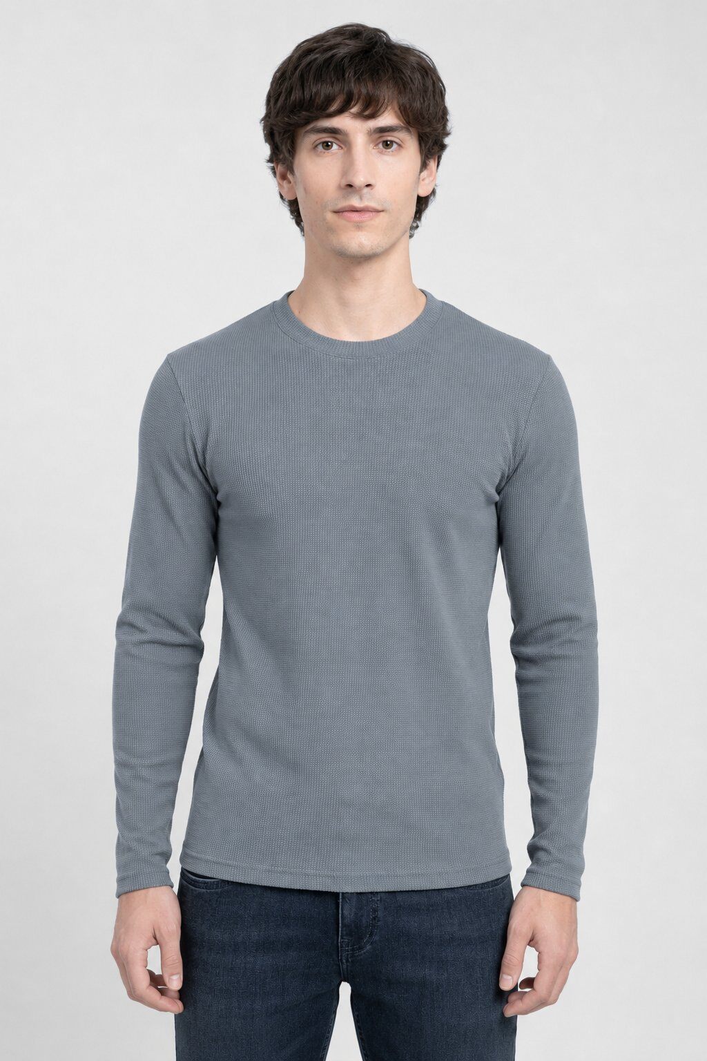 Grossista Mentex Homme - Maglietta a Maniche Lunghe con Texture Aderente