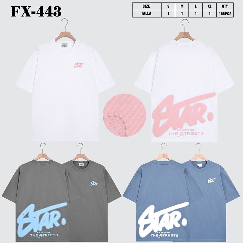 Wholesaler Mentex Homme - Men's oversized plain t-shirt with STAR print