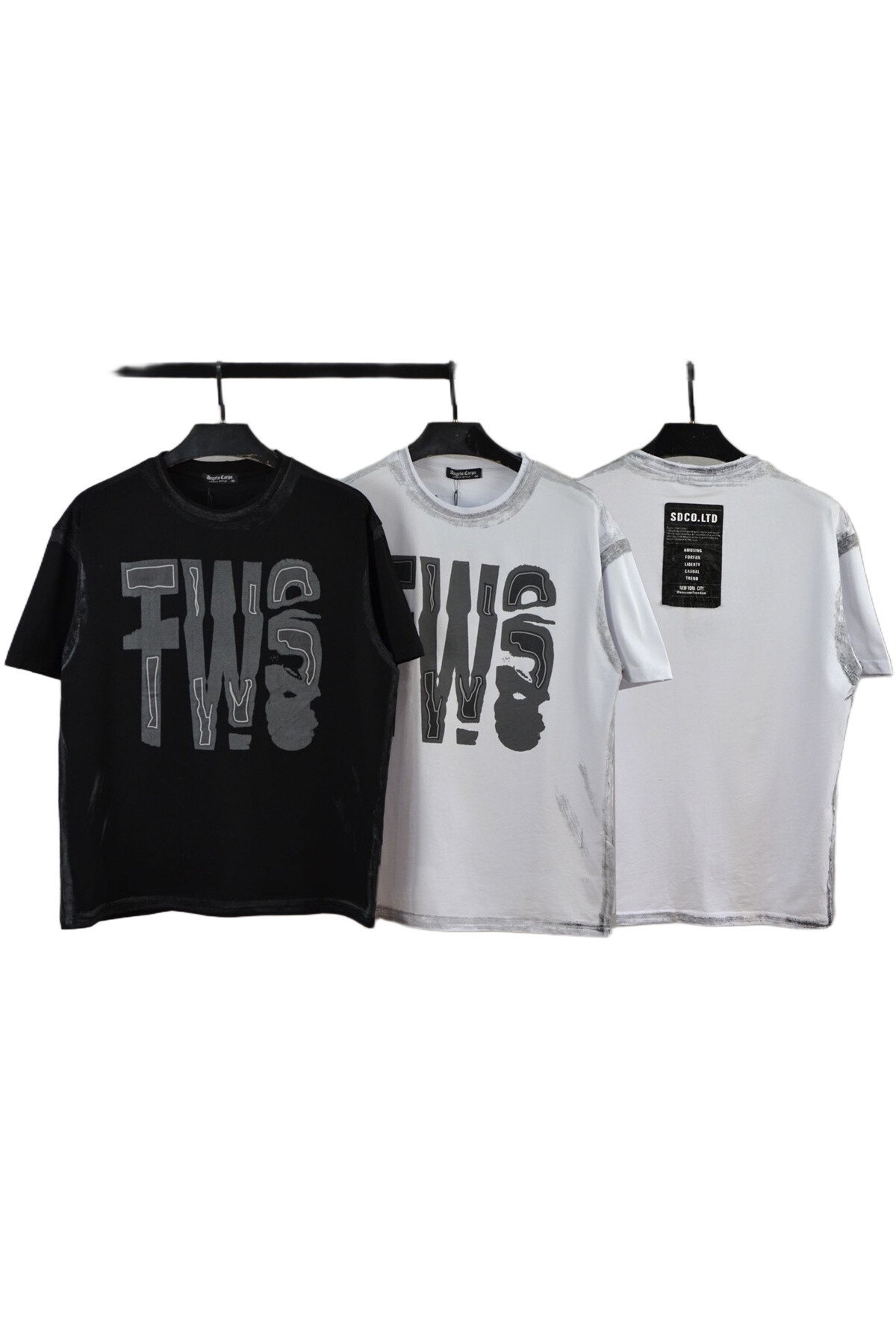 Grossista Mentex Homme - T-shirt maschile maniche corte rotonde con motivo "TWS"