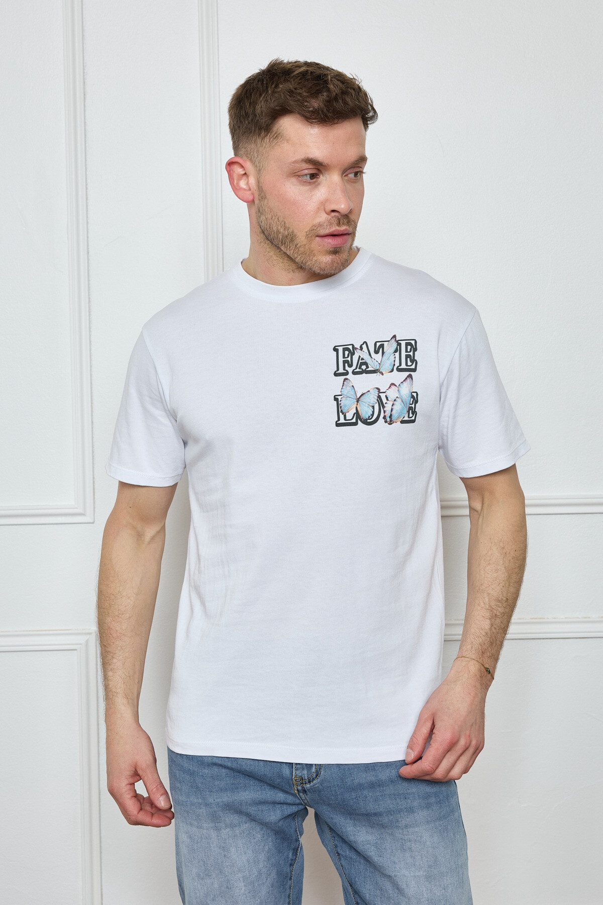 Mayorista Mentex Homme - Camiseta Une Man Camiseta redonda de mangas cortas Patrón de mariposa