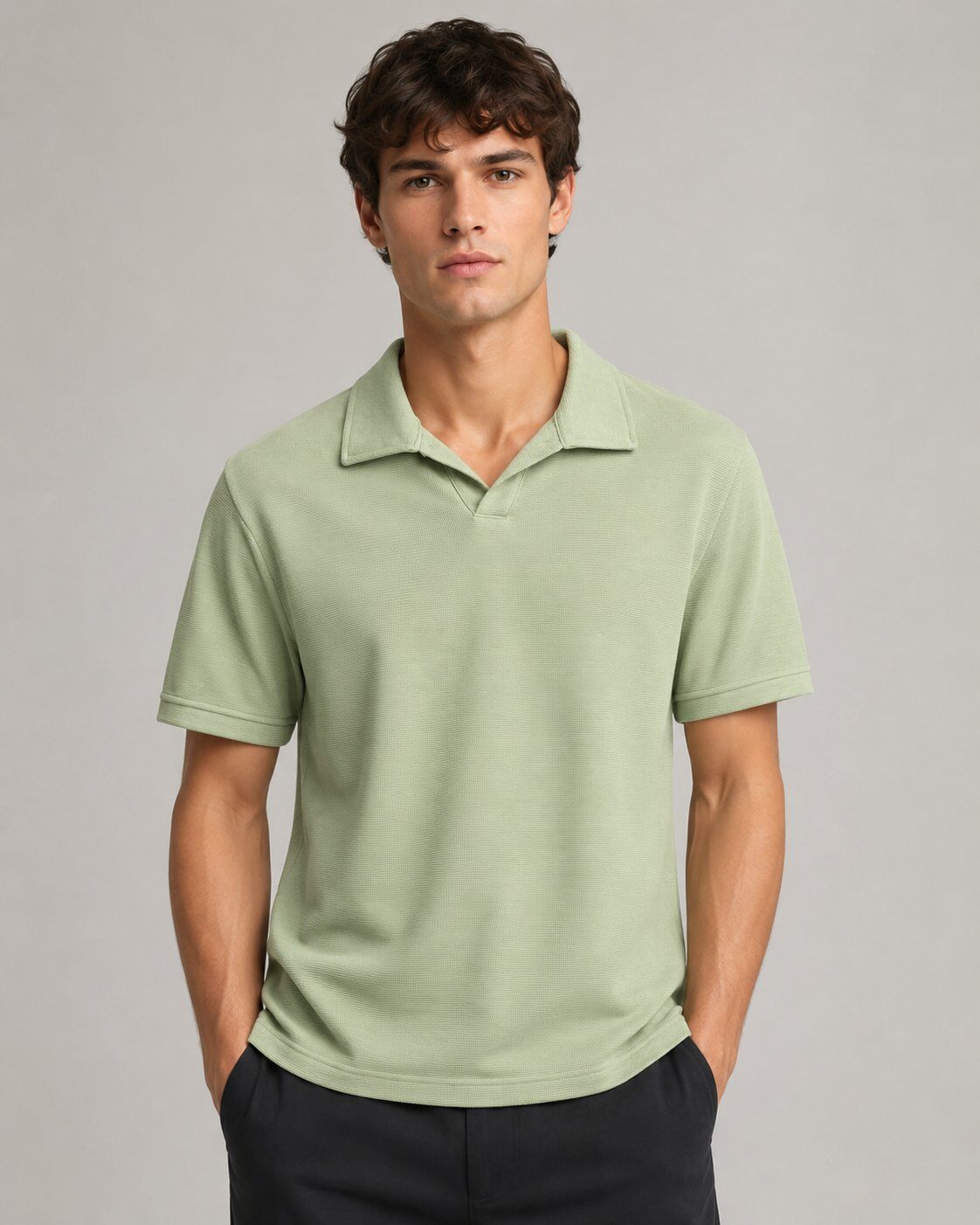 Großhändler Mentex Homme - Polo mit offenem Kragen und leichter Textur