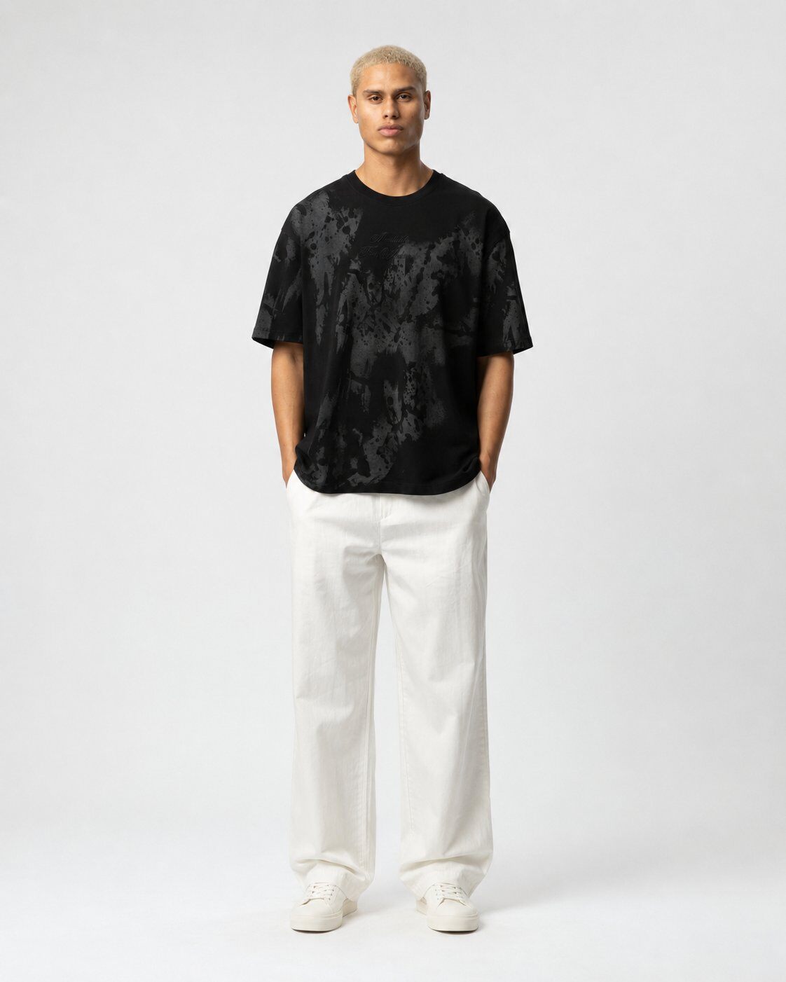 Mayorista Mentex Homme - Camiseta Negra Desgastada Oversize