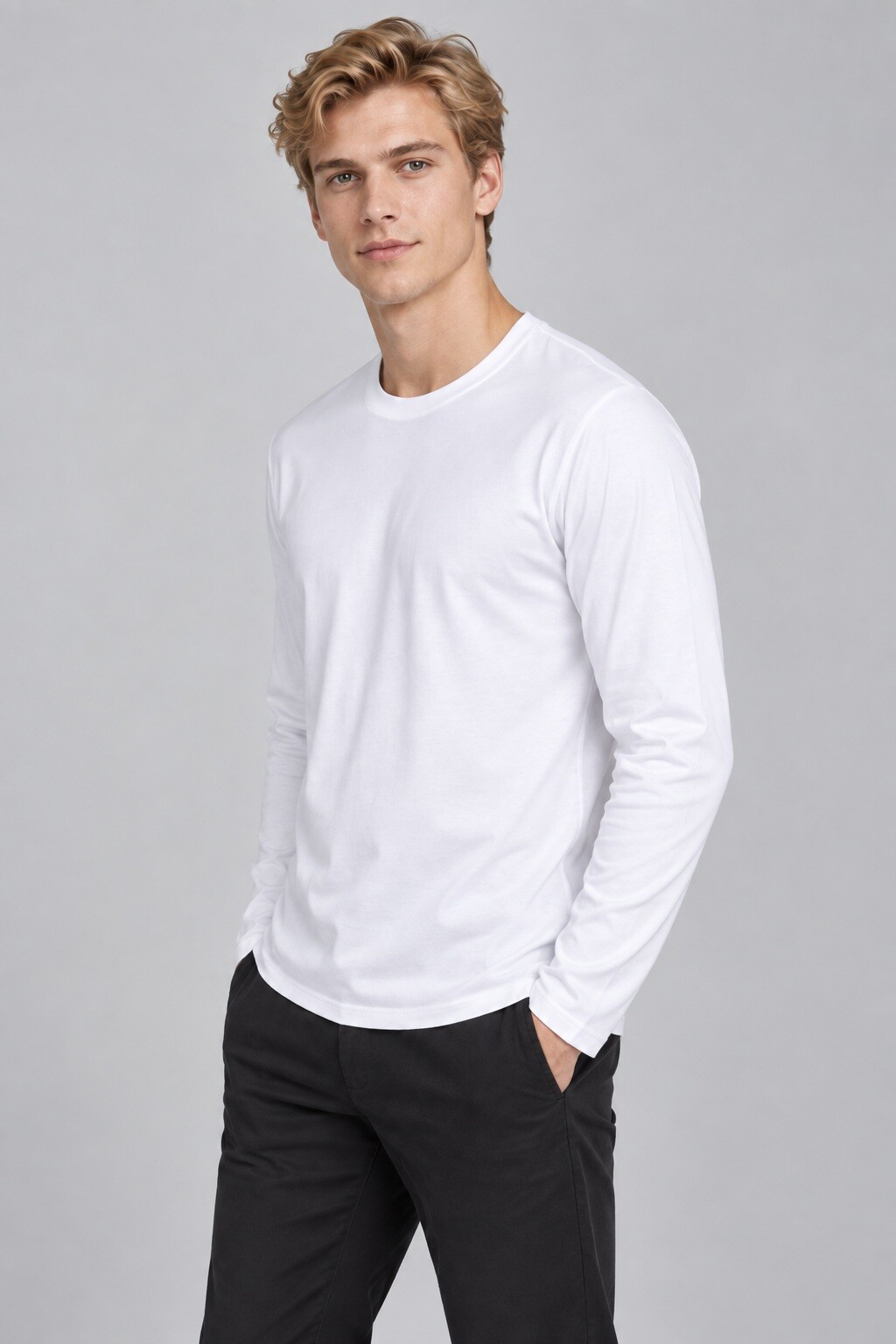 Grossiste Mentex Homme - T-shirt uni homme fine manches longues,