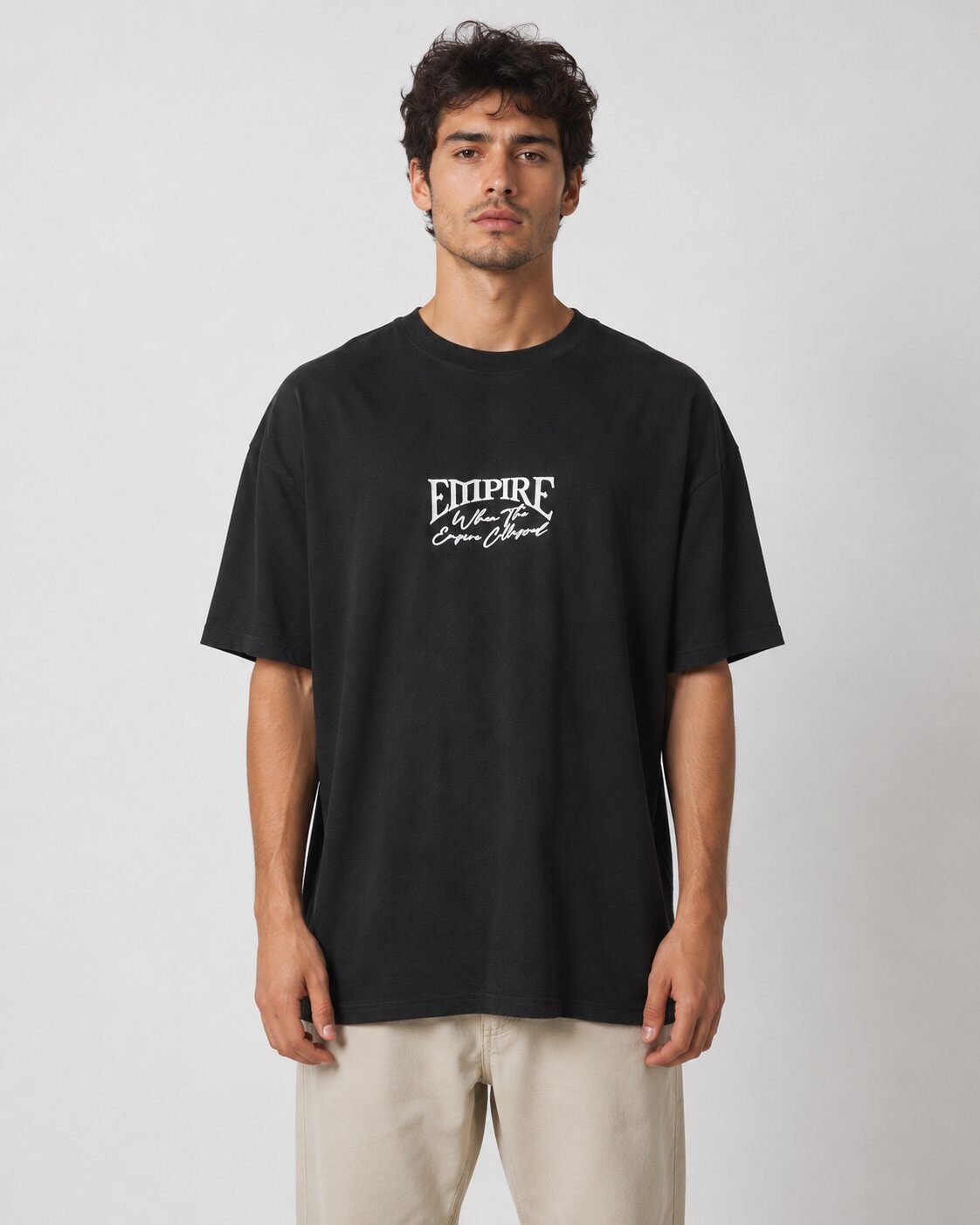 Wholesaler Mentex Homme - Black Oversized Graphic T-shirt