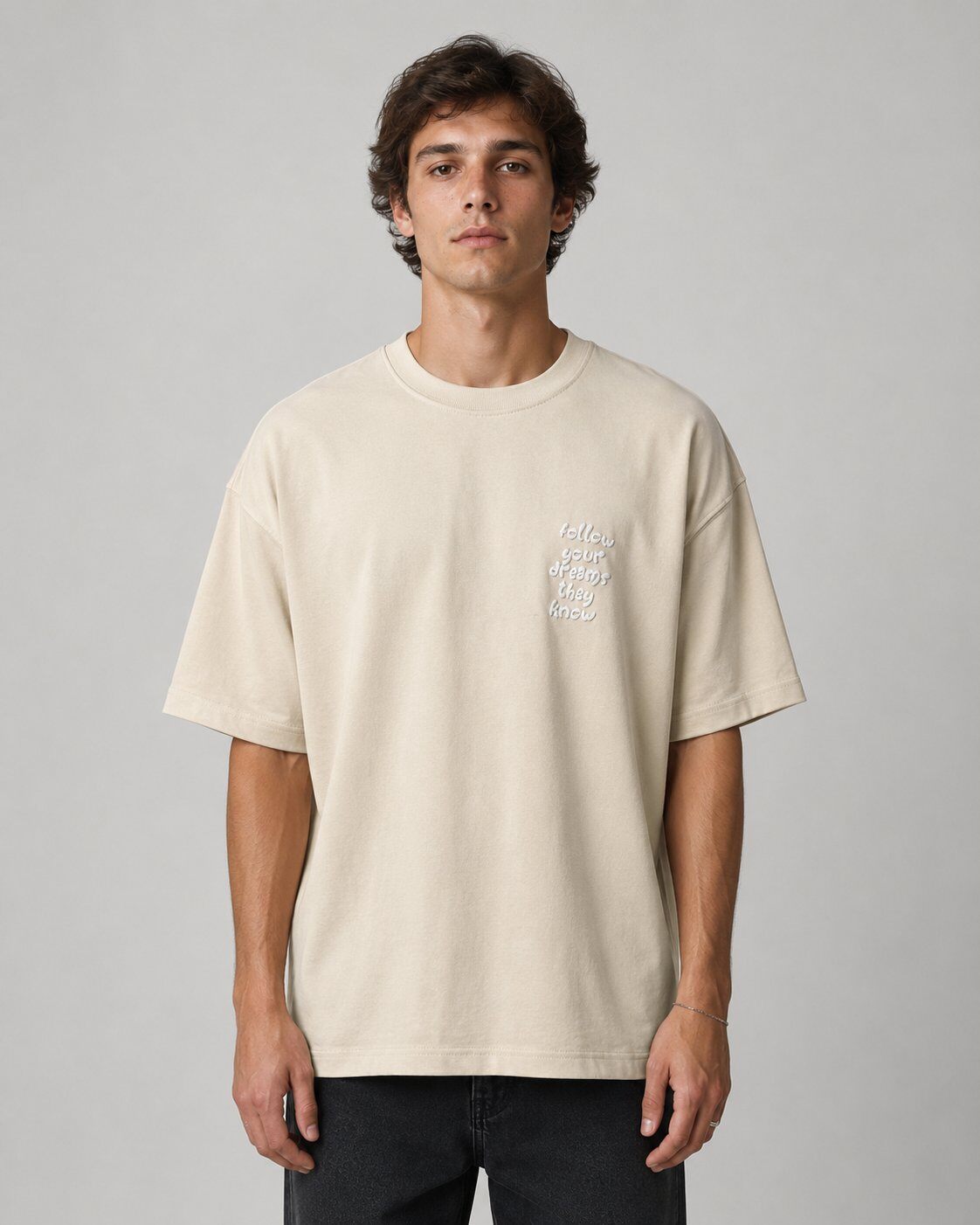 Großhändler Mentex Homme - Beiges Graphic Street T-Shirt