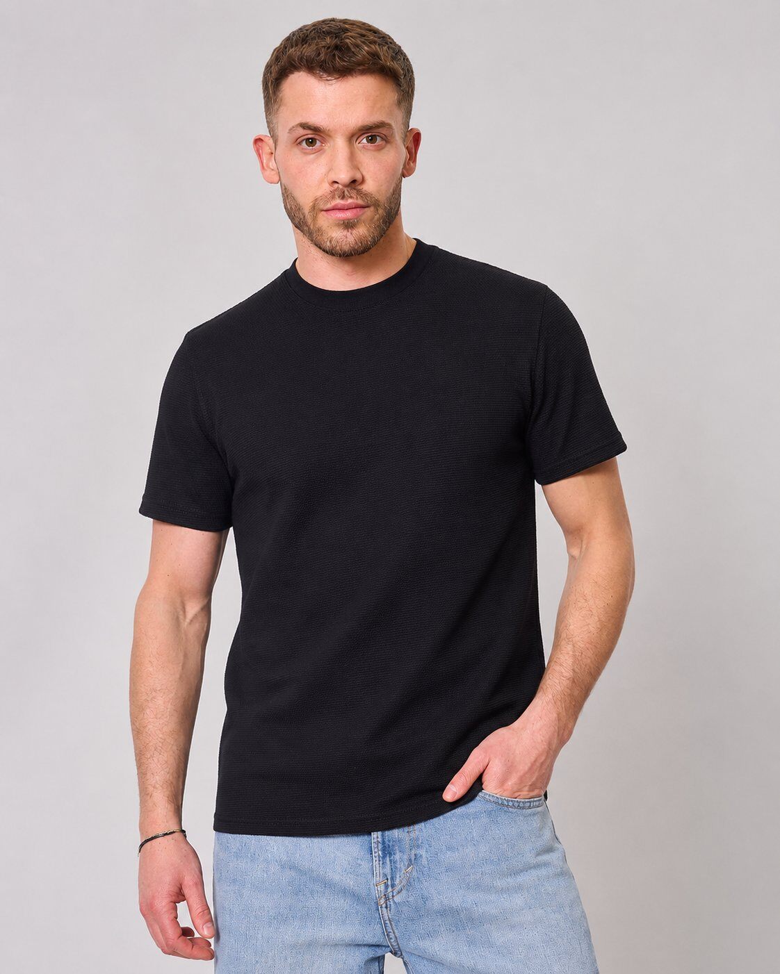Grossista Mentex Homme - T-shirt Nero Testurizzato