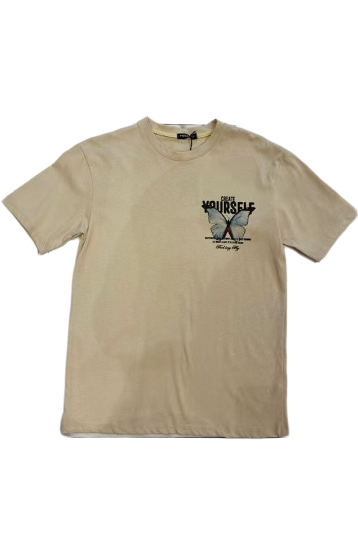 Wholesaler Mentex Homme - Plain round neck short sleeve men's t-shirt with butterfly pattern CREATE YOURSELF