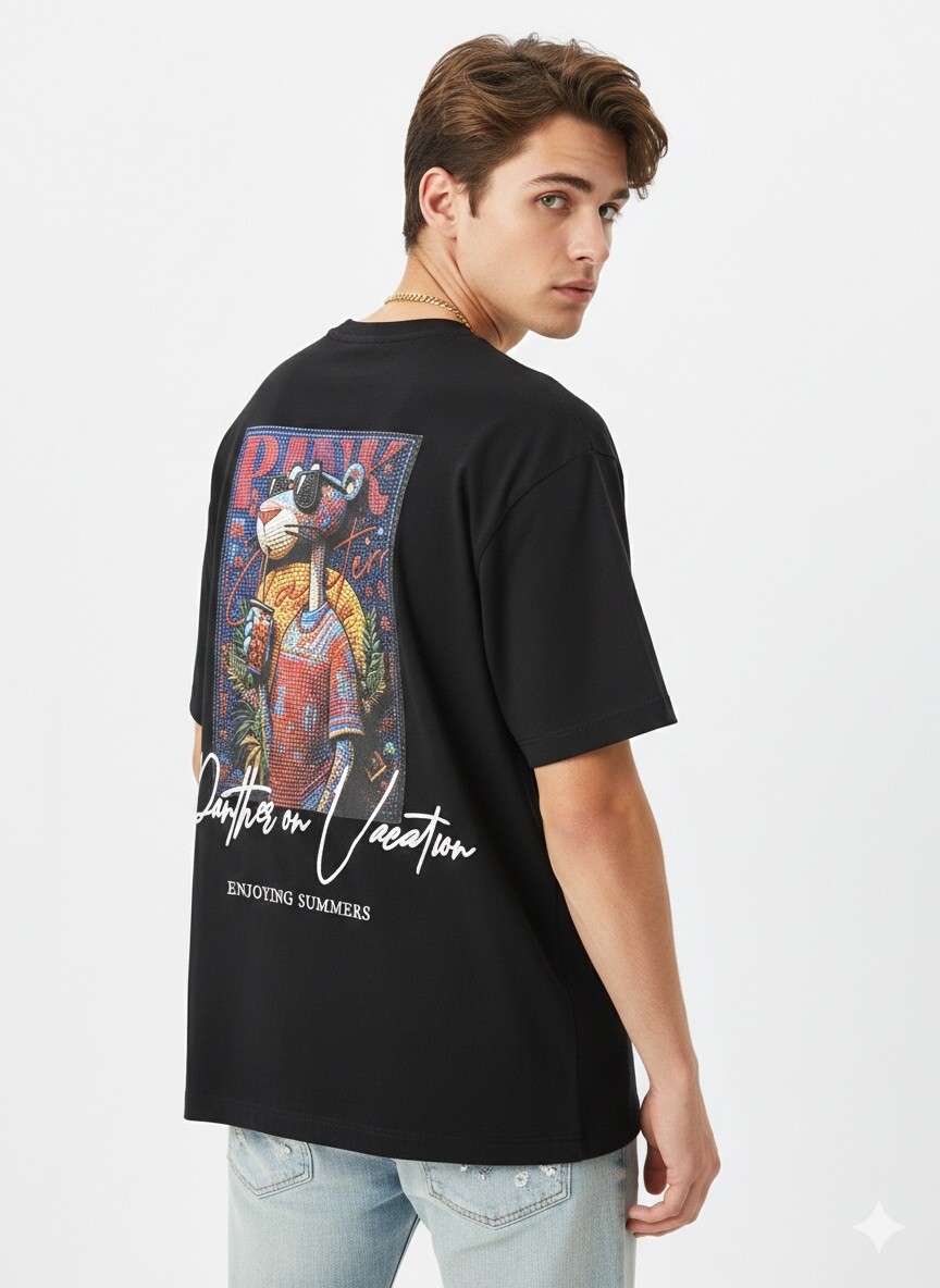 Grossiste Mentex Homme - T-shirt oversize uni homme avec imprimé au dos