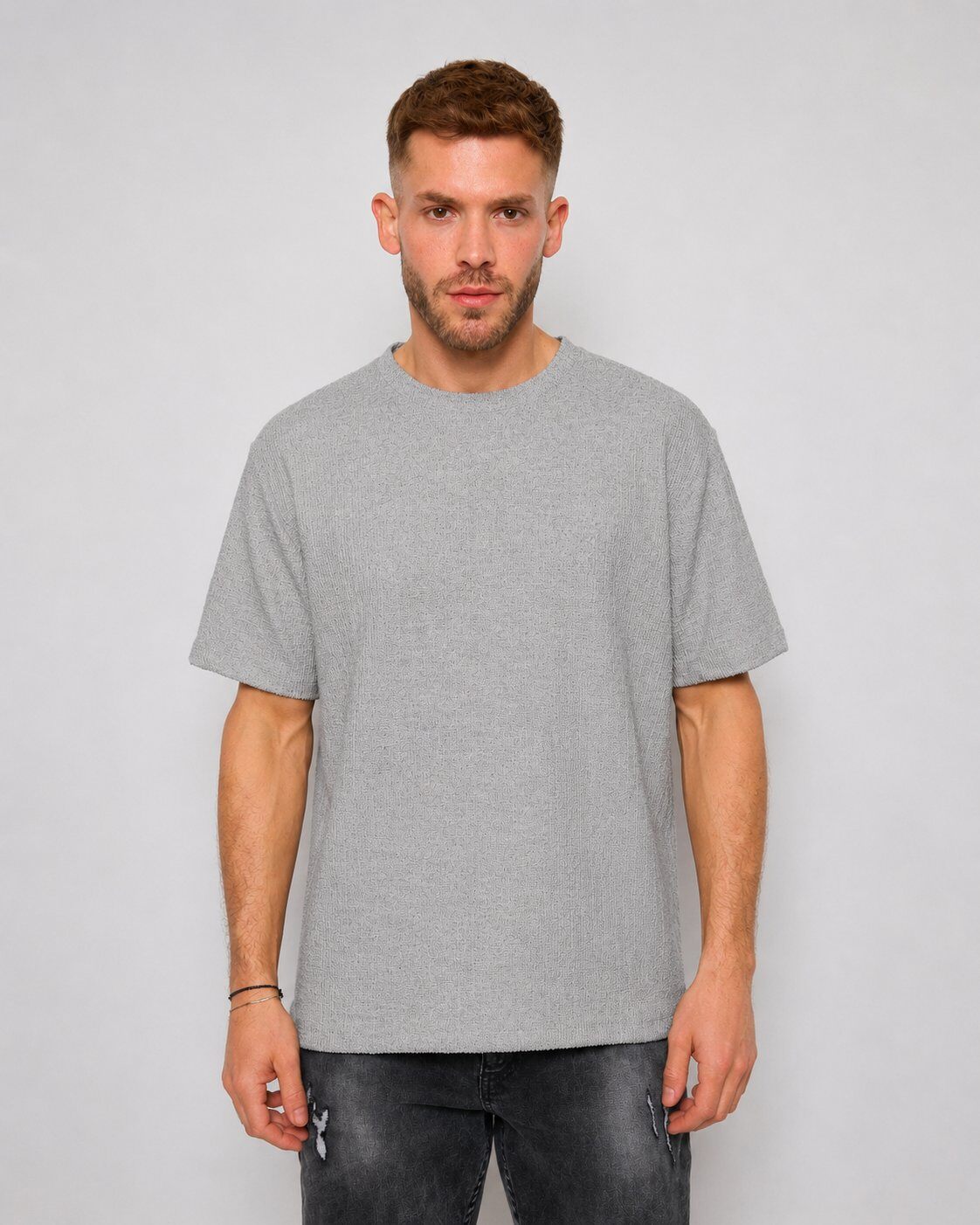 Großhändler Mentex Homme - Modernes Geripptes Graues T-Shirt