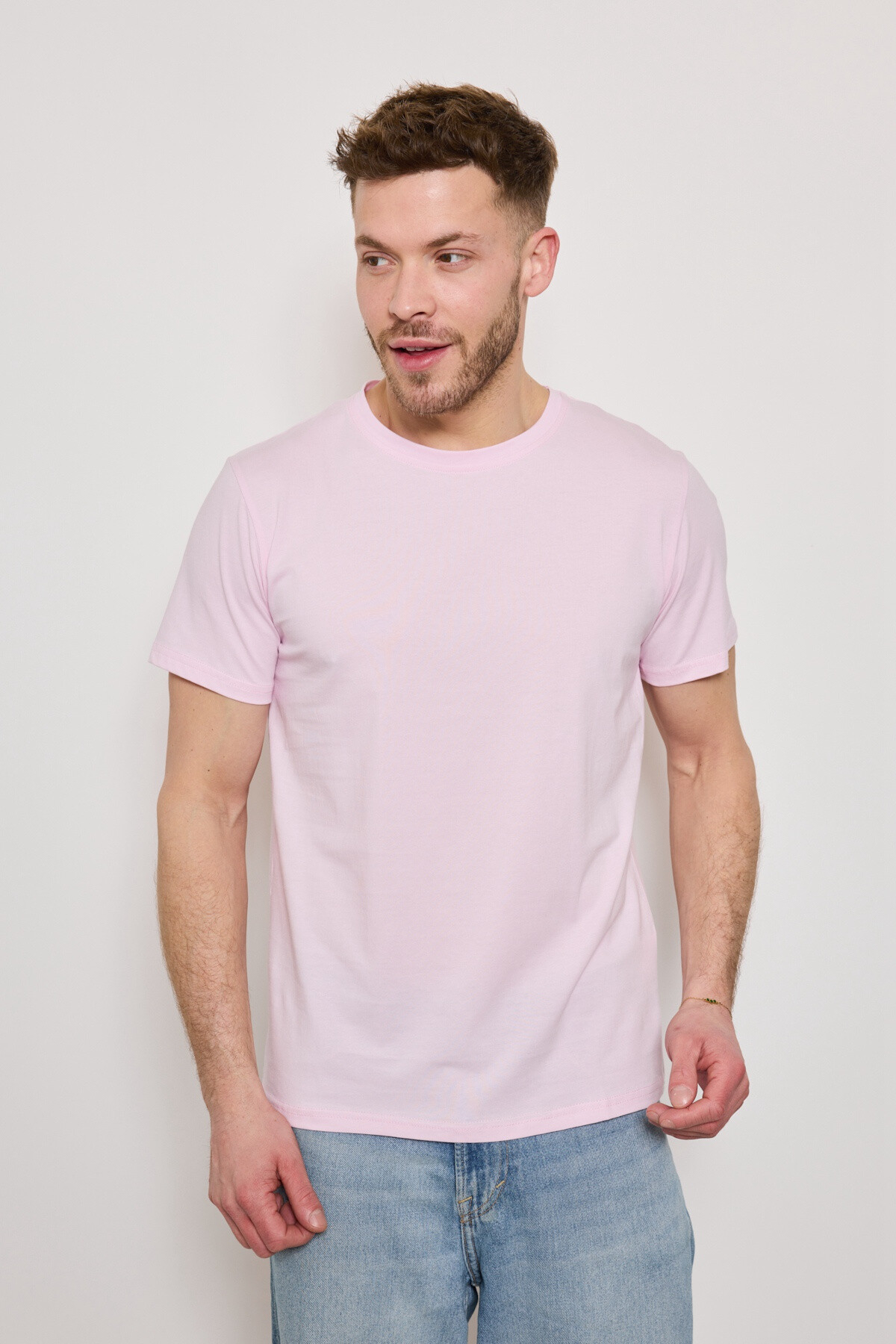 Grossiste Mentex Homme - T-SHIRT UNI SIMPLE HOMME COL ROND MANCHE COURT