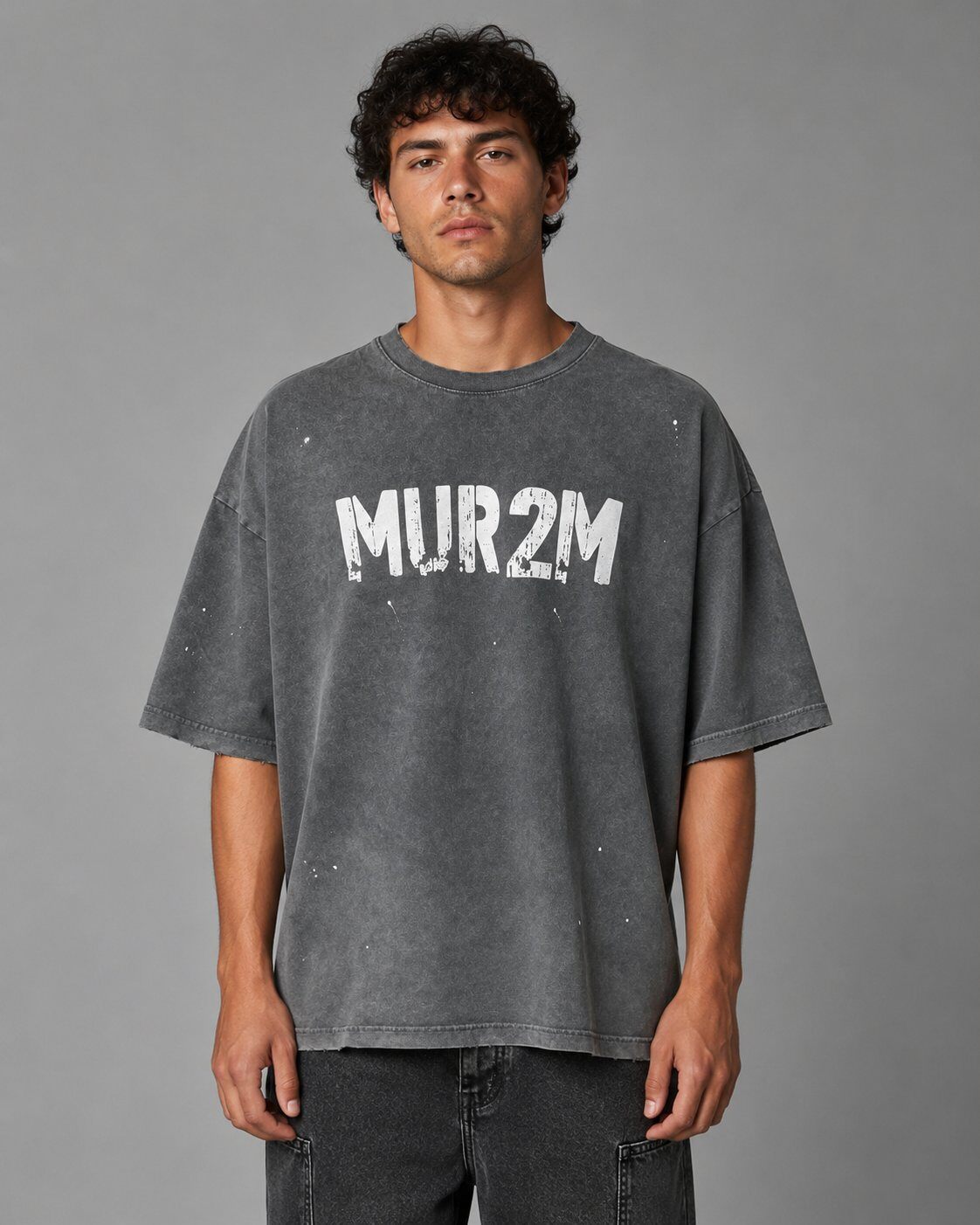 Grossista Mentex Homme - T-shirt Grigia con Logo