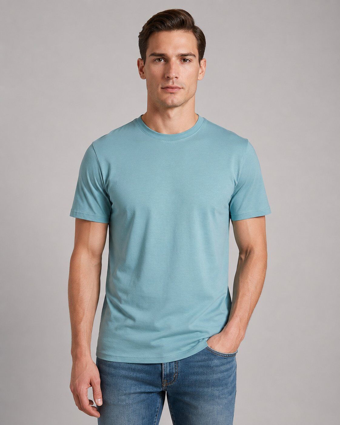 Grossista Mentex Homme - T-shirt Azzurro Vestibilità Casual
