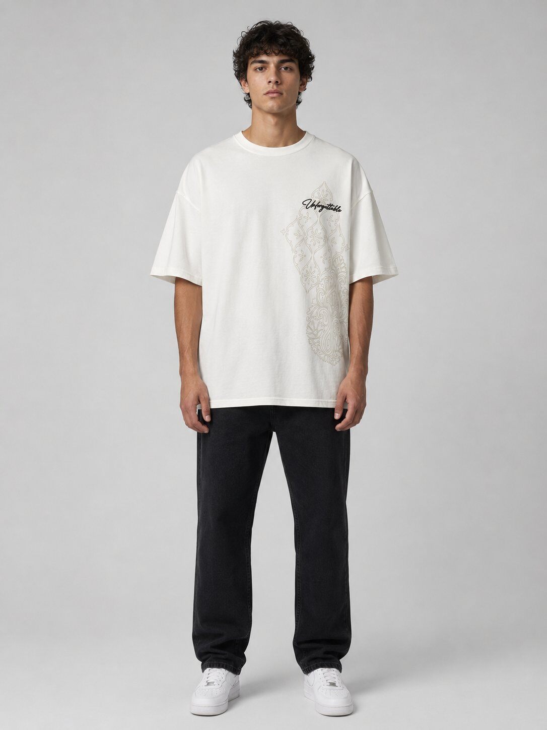 Grossista Mentex Homme - T-shirt Bianca Grafica