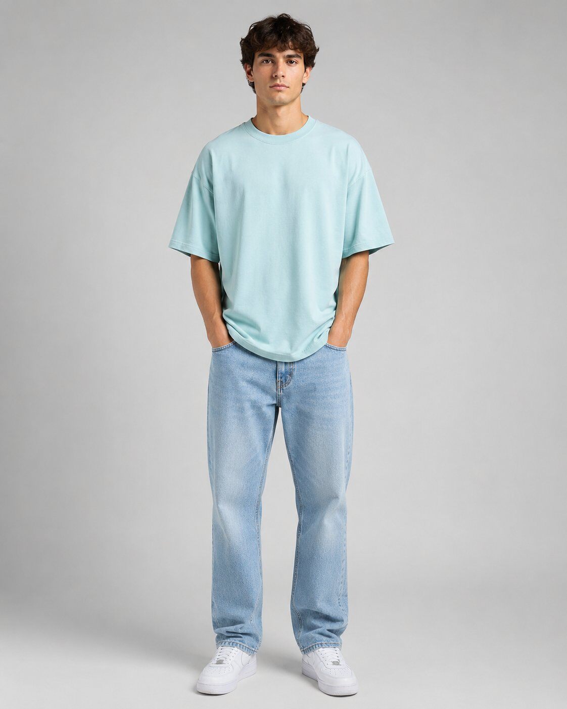 Großhändler Mentex Homme - Pastellblaues Oversize-T-Shirt