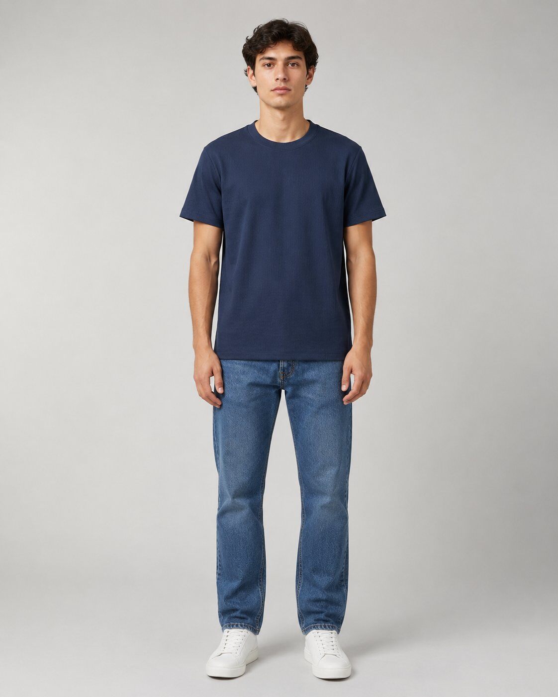 Mayorista Mentex Homme - Camiseta Azul Marino de Textura Minimalista