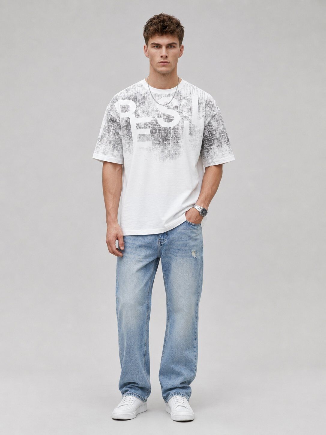 Grossista Mentex Homme - T-shirt Stampata Uomo