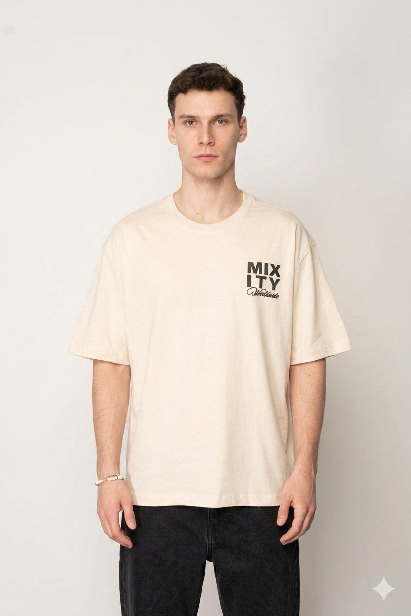 Grossista Mentex Homme - T-shirt Beige Floreale MIXITY