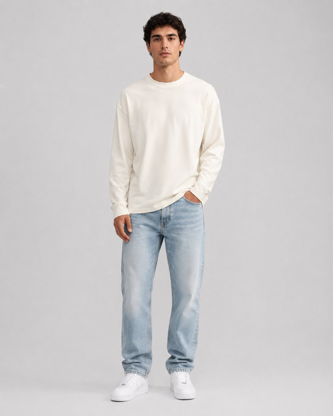 Großhändler Mentex Homme - Minimalistisches Langarm-Weißes T-Shirt