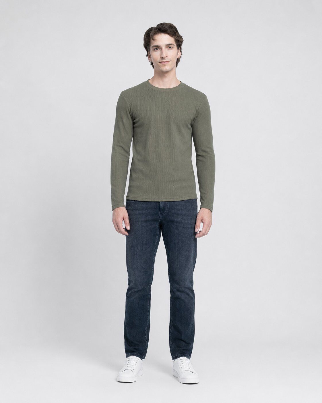 Großhändler Mentex Homme - Khaki Langarmshirt mit schmaler Passform