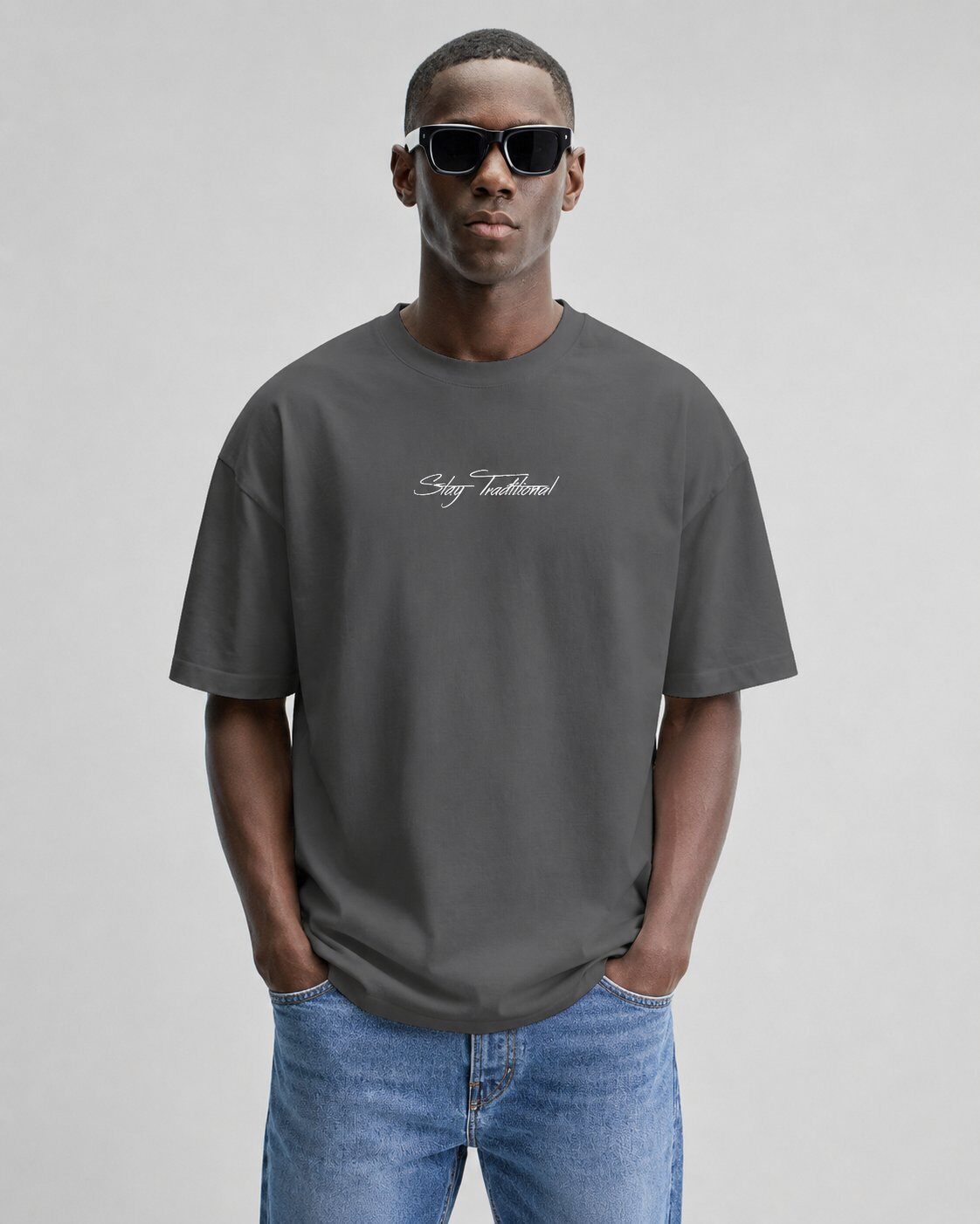 Grossista Mentex Homme - T-shirt Grigia con Grafica di Orso