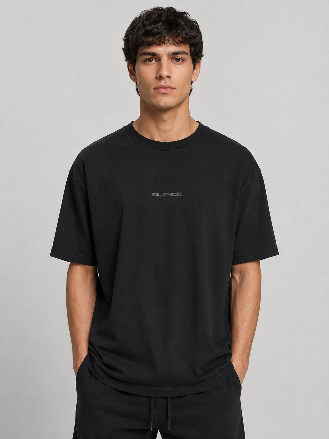 Grossista Mentex Homme - T-shirt Grigio Silence Relief