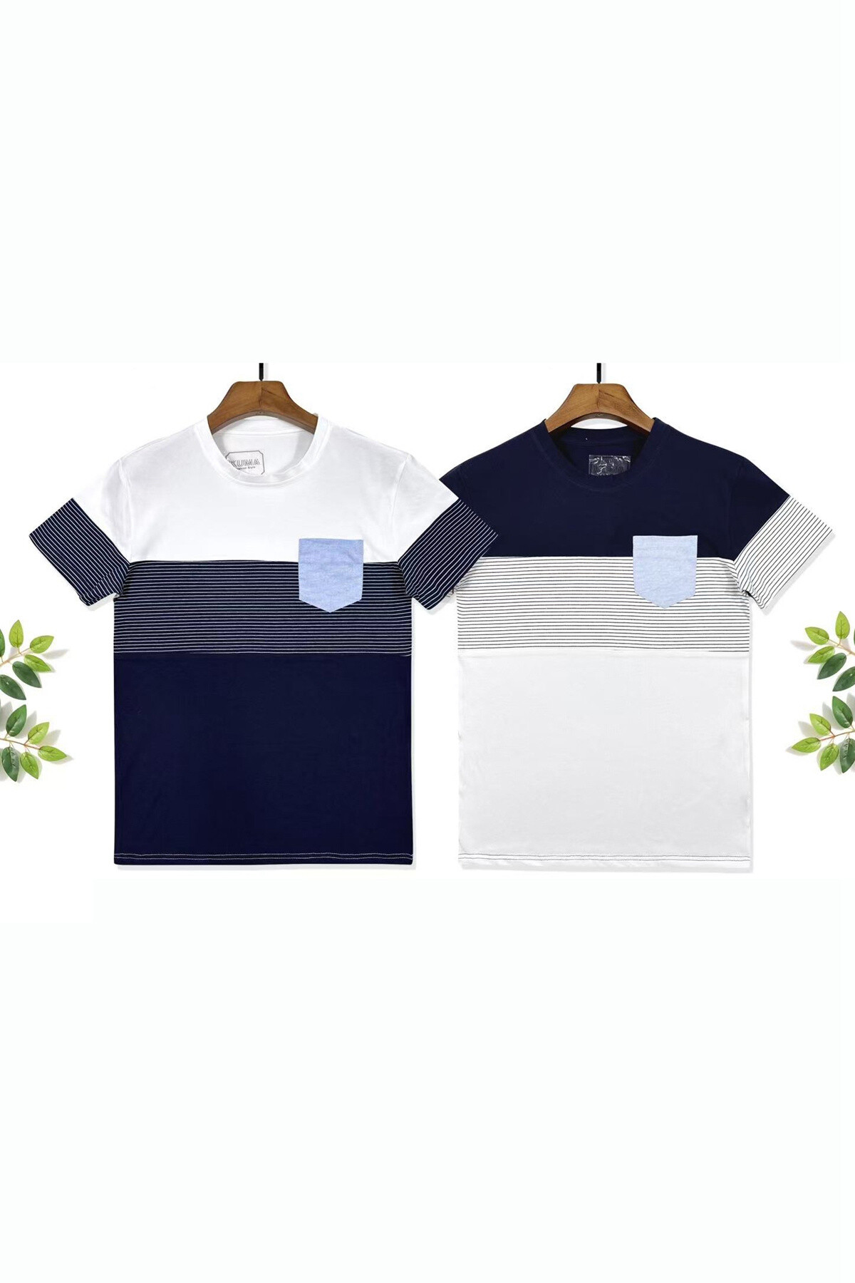 Wholesaler Mentex Homme - Men's T-shirt Round neck short sleeves marine mind with a pocket