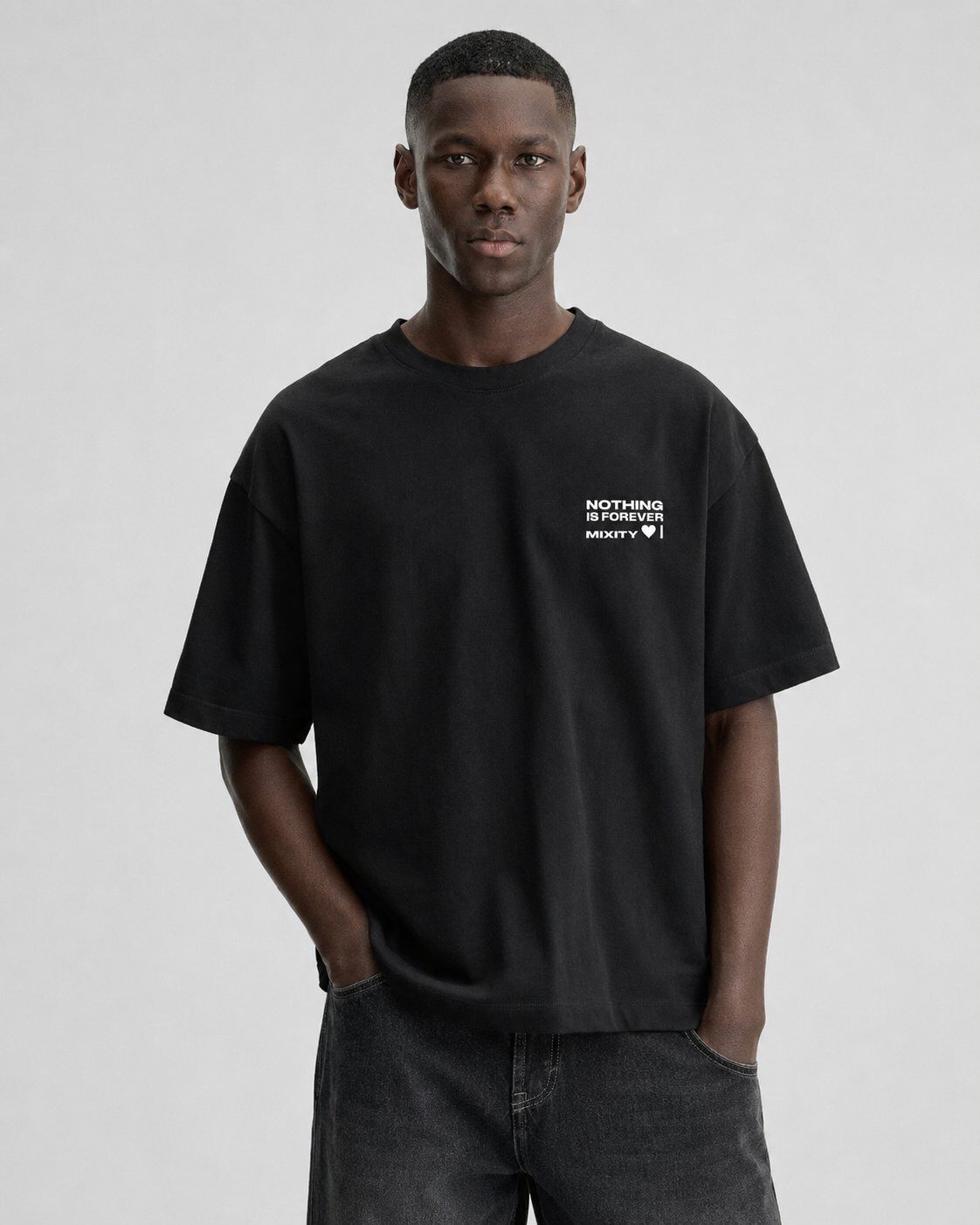 Großhändler Mentex Homme - Schwarzes Oversize Street Message T-Shirt