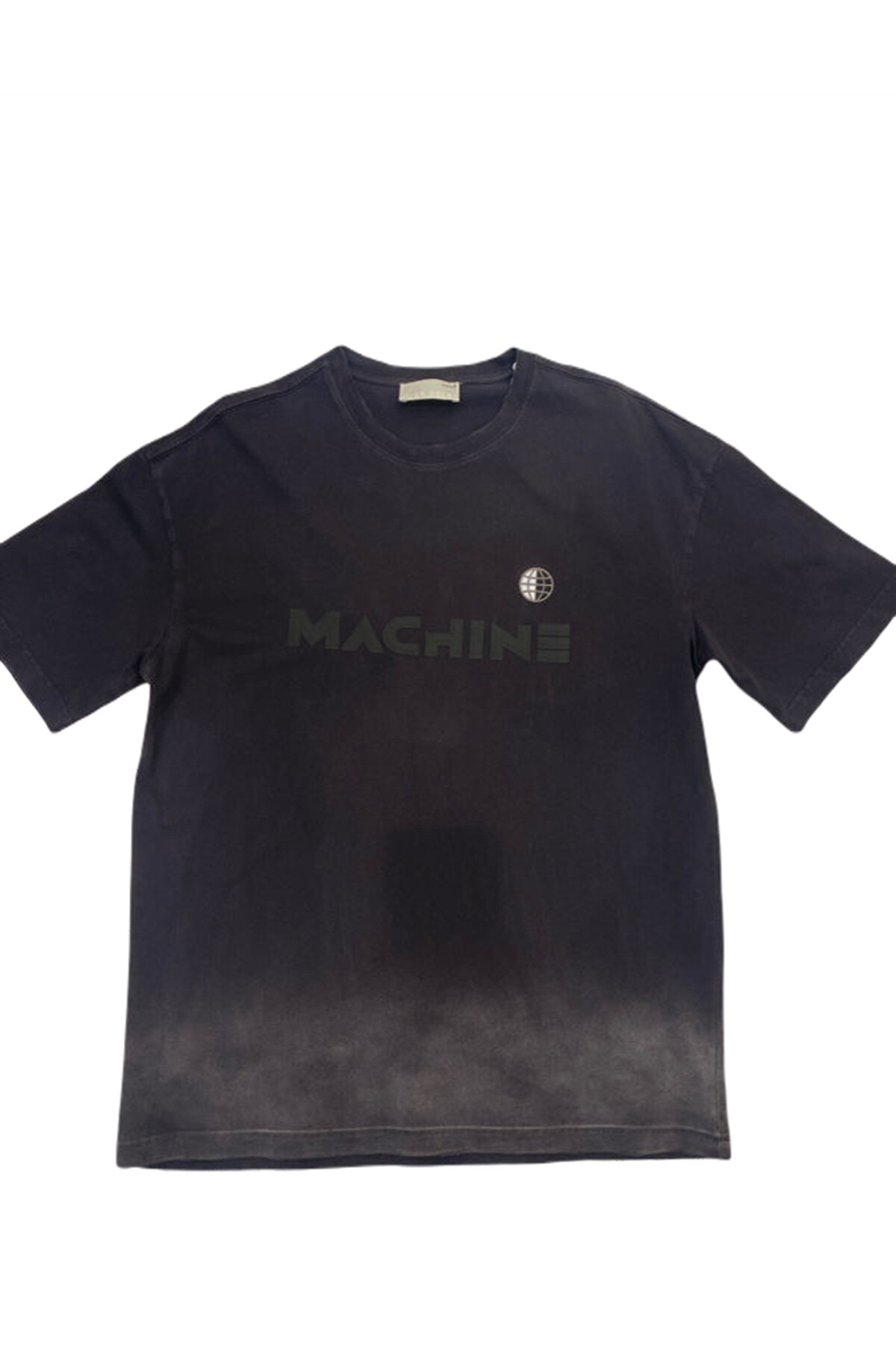 Wholesaler Mentex Homme - Men's plain round neck short-sleeved T-shirt with washed-out effect and MACHINE motif