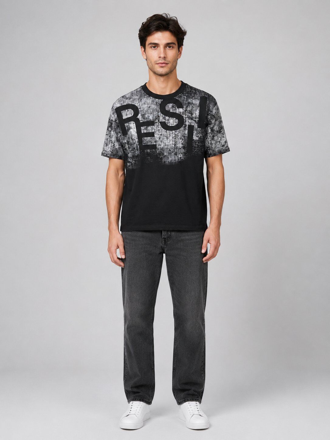 Grossista Mentex Homme - T-shirt Nero Sfumato RESI