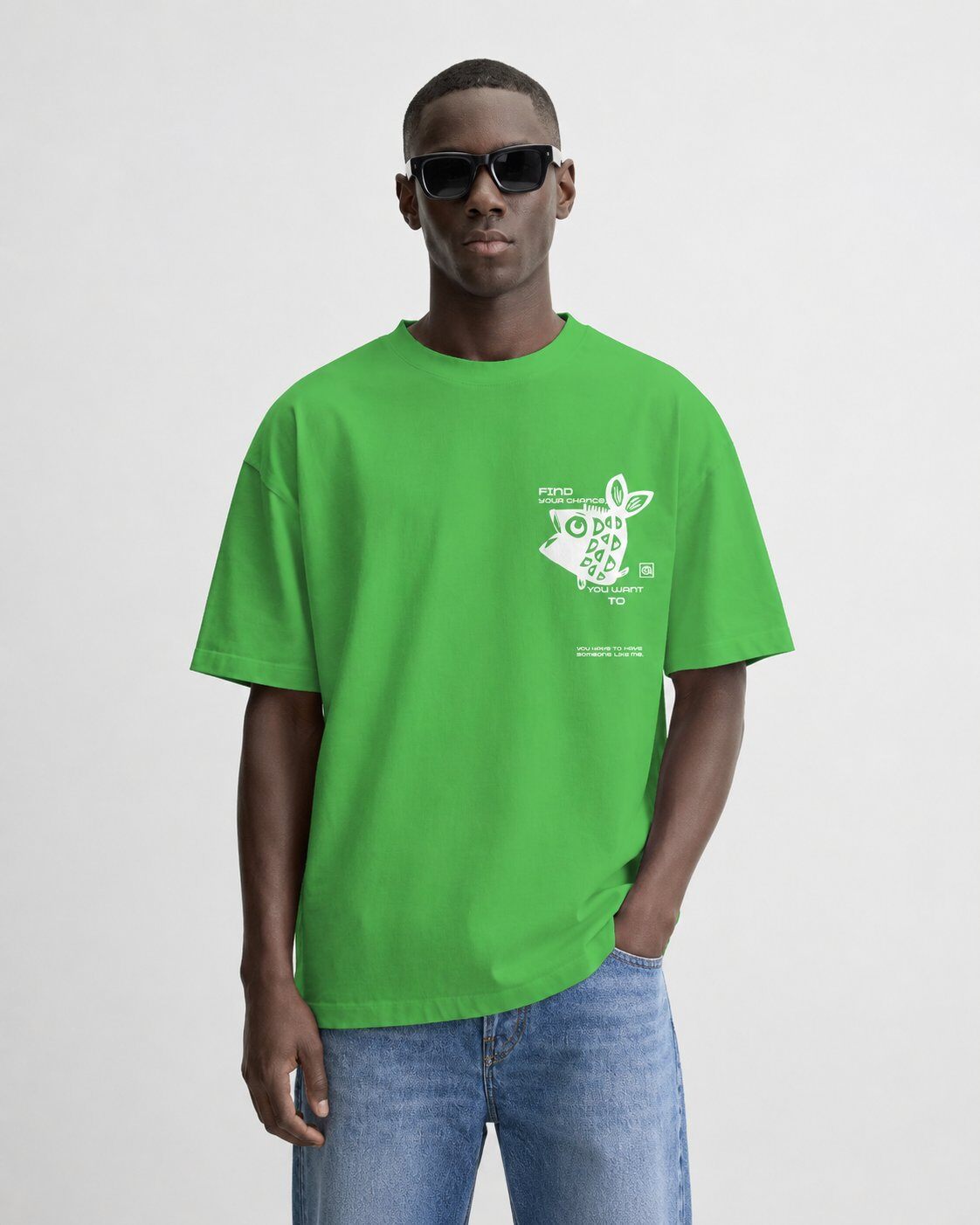 Großhändler Mentex Homme - Grünes Oversize-Grafik-T-Shirt