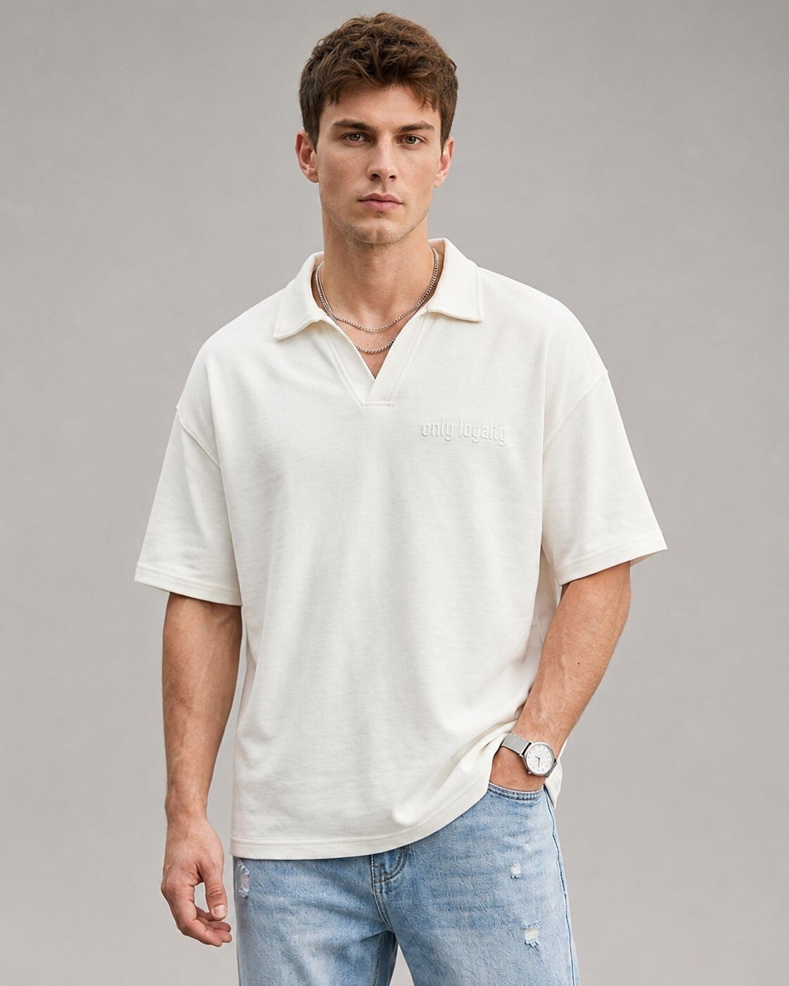 Grossista Mentex Homme - Polo Ampio Minimalista con Colletto Aperto