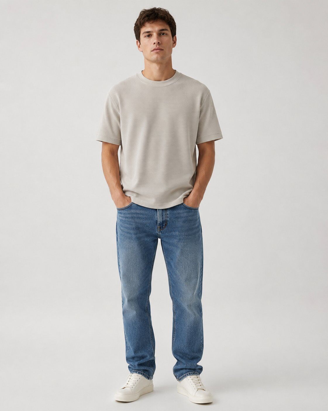 Grossista Mentex Homme - T-shirt Beige con Texture