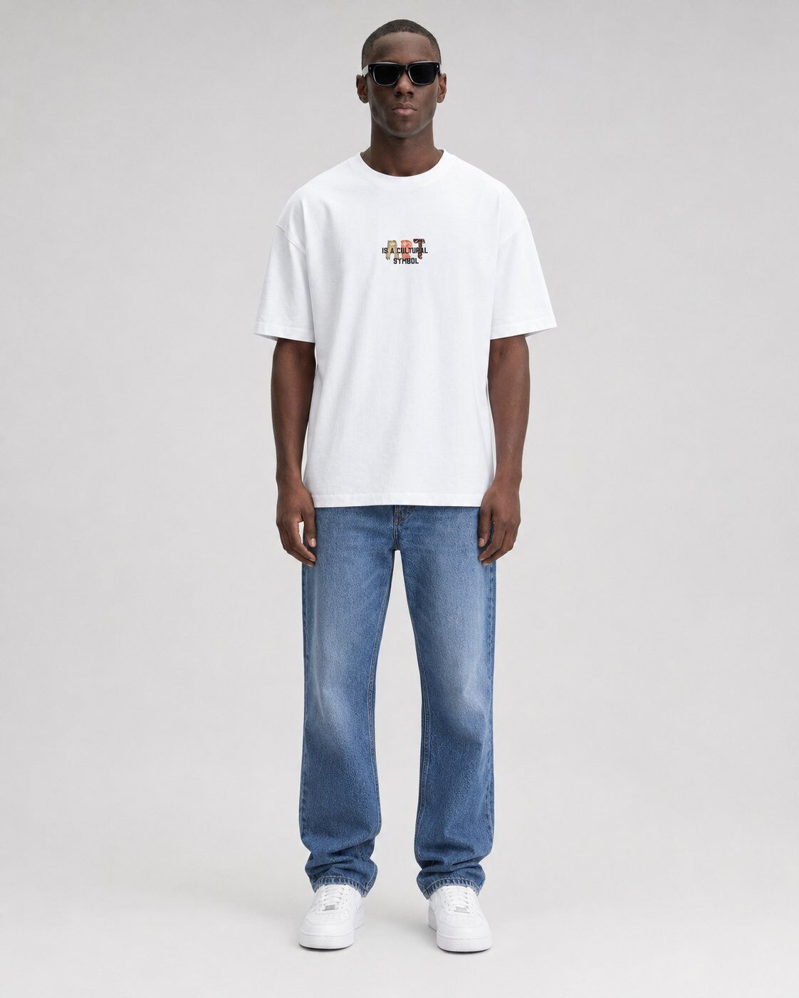 Großhändler Mentex Homme - Weißes T-Shirt mit künstlerischem Grafikdesign