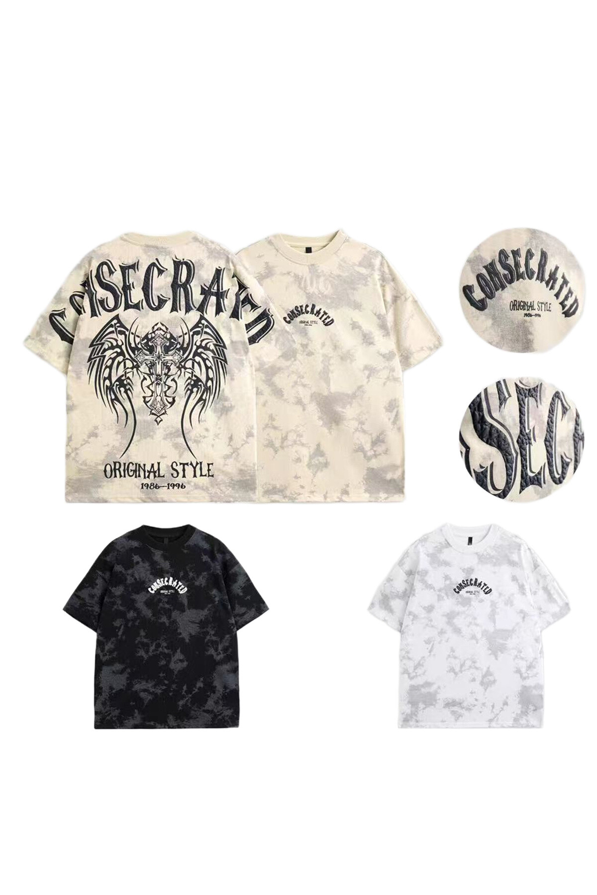 Grossista Mentex Homme - T-shirt maschile a maniche corte rotonde con motivo "consacrato"