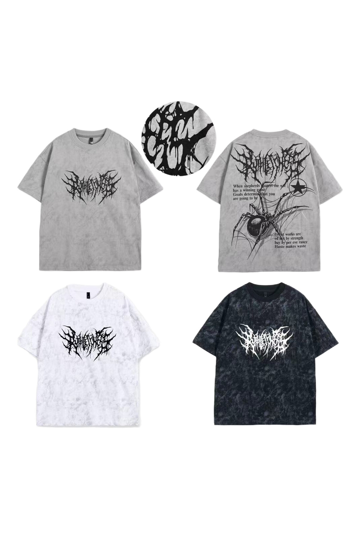 Grossista Mentex Homme - T-shirt maschile a maniche corte rotonde con motivo a ragno