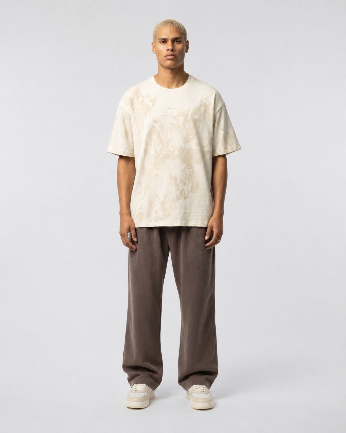 Grossista Mentex Homme - T-shirt Beige Oversize Lavato