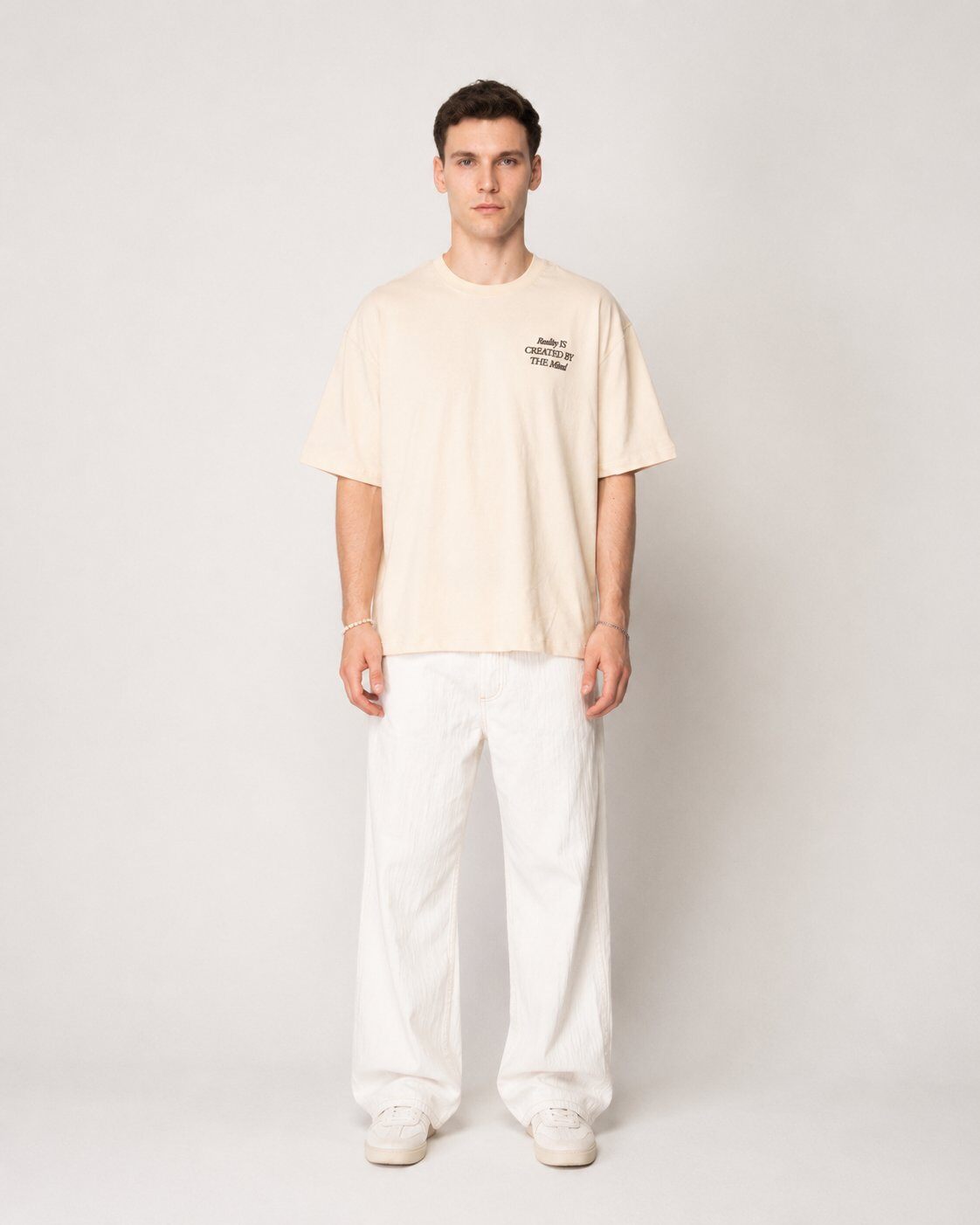 Grossista Mentex Homme - T-shirt Bianca Floreale Artistica