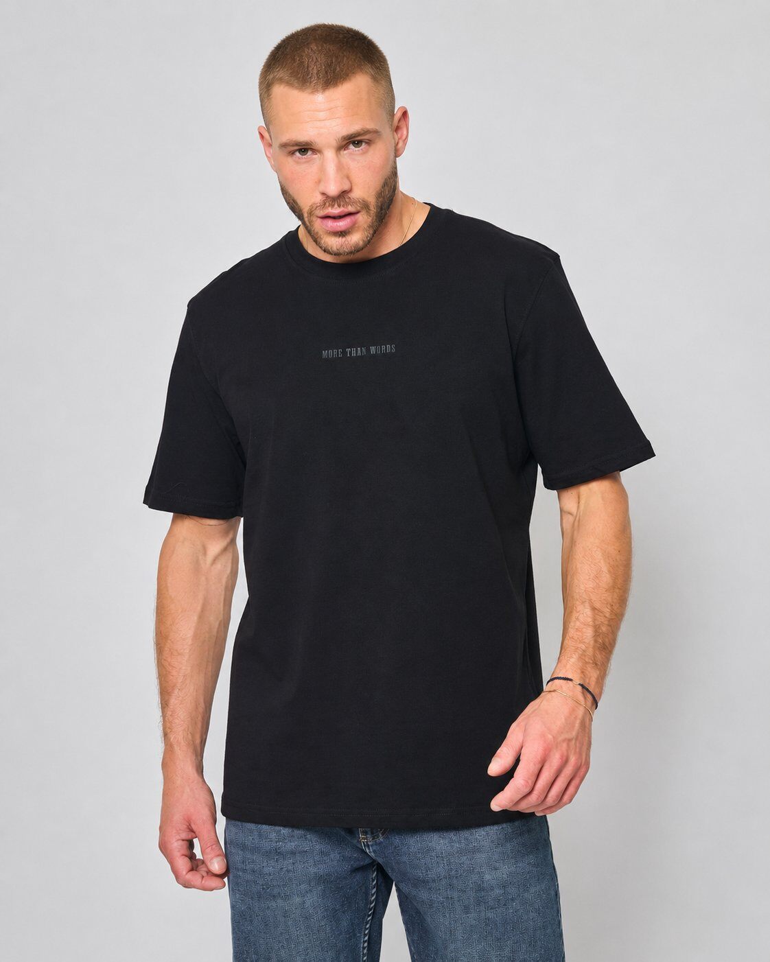 Grossiste Mentex Homme - T-shirt Noir More Than Words