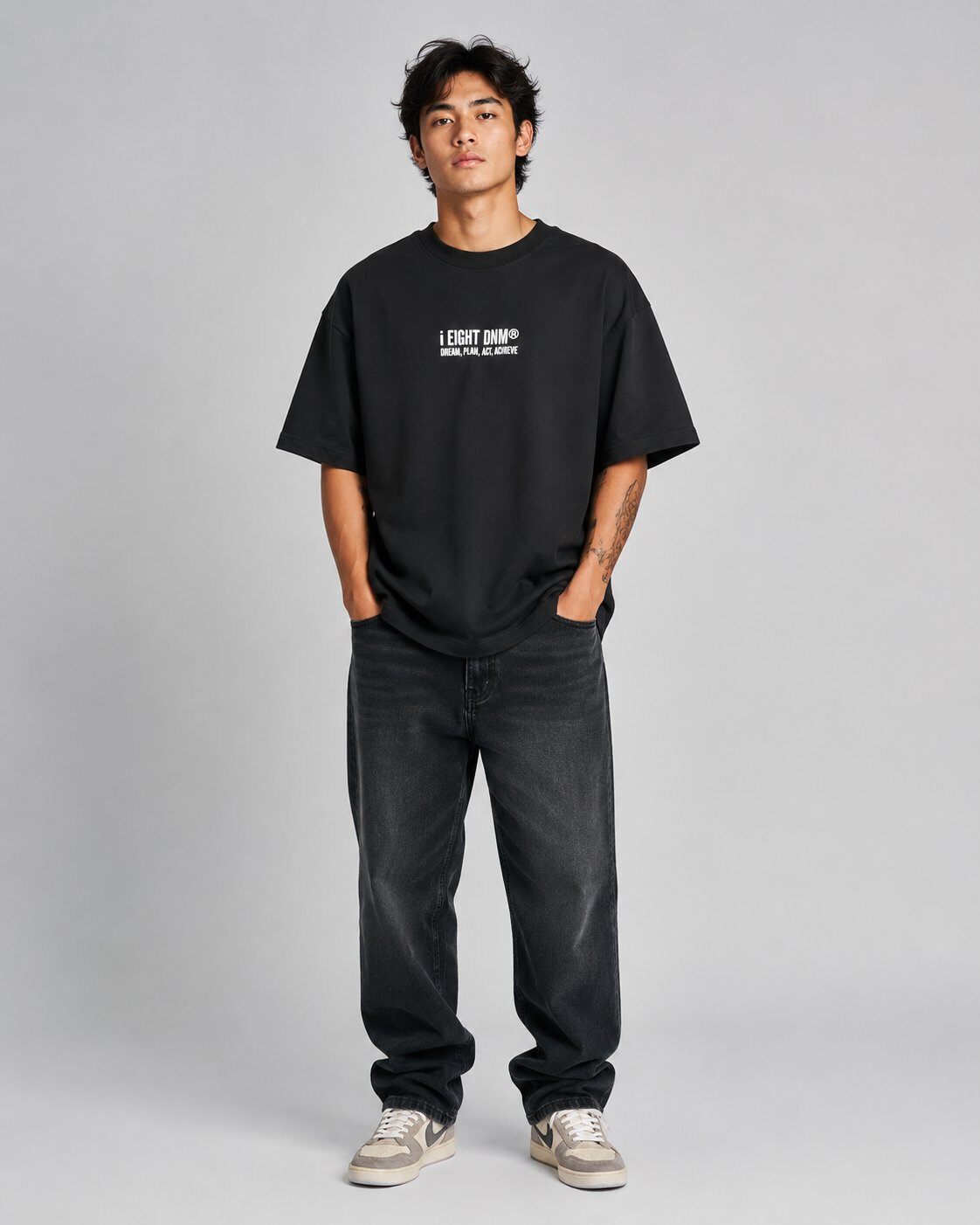 Großhändler Mentex Homme - Schwarzes Oversize-T-Shirt Dream Plan