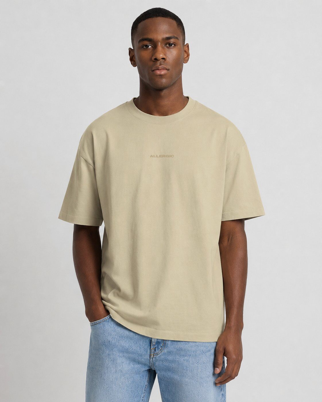 Großhändler Mentex Homme - Beiges T-Shirt 'Allergic To People'